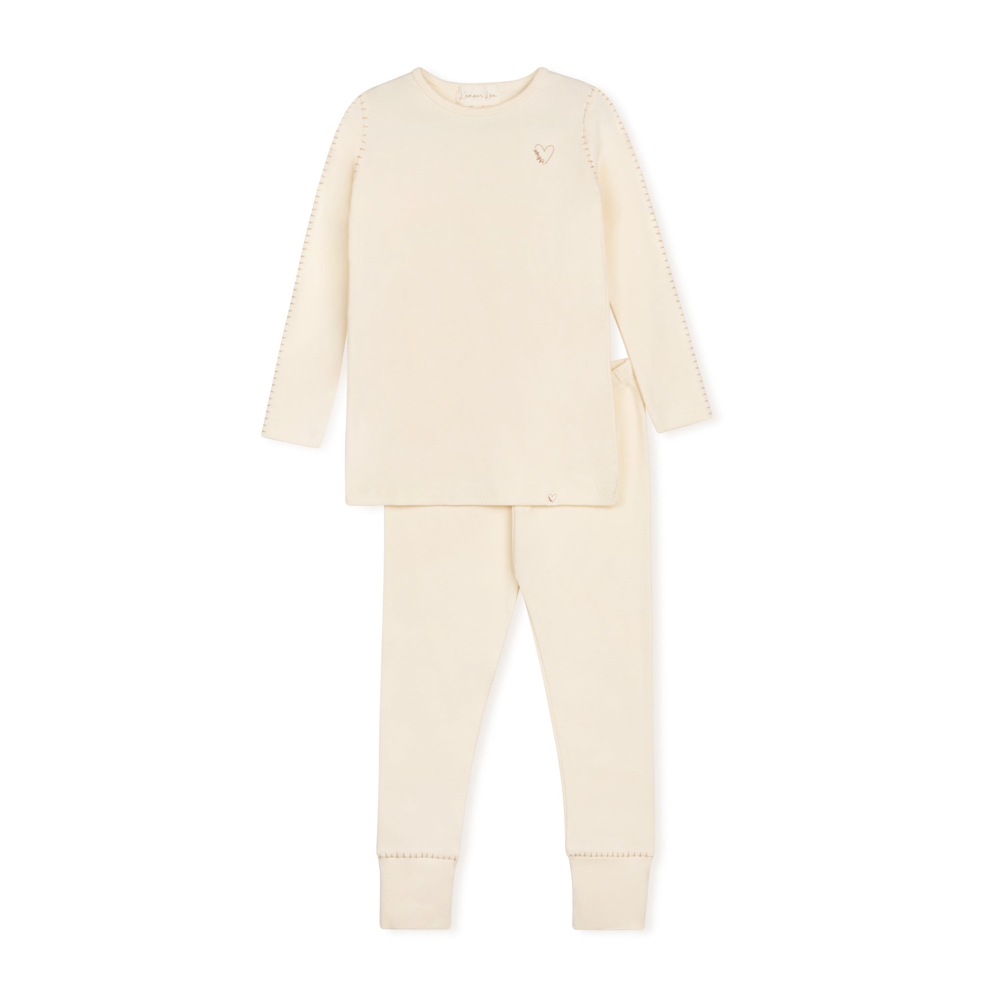 Cream Stitched Heart Pajama