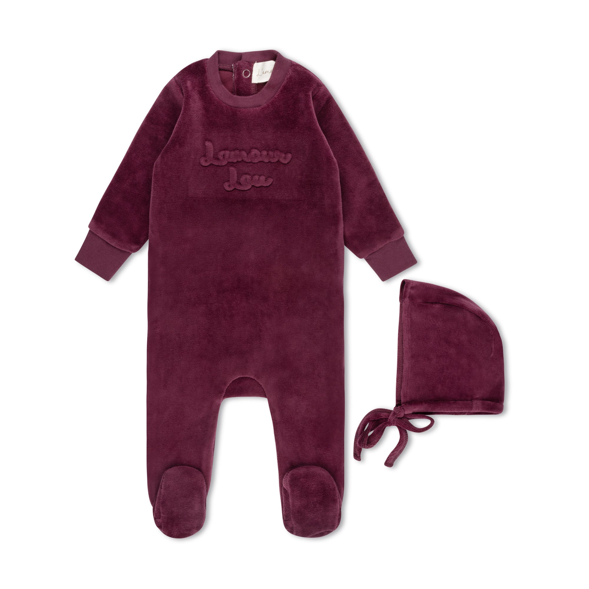 Wine Velour Emboss Footie