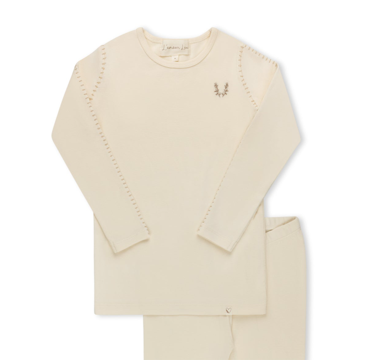 Cream Stitched Vine Pajama