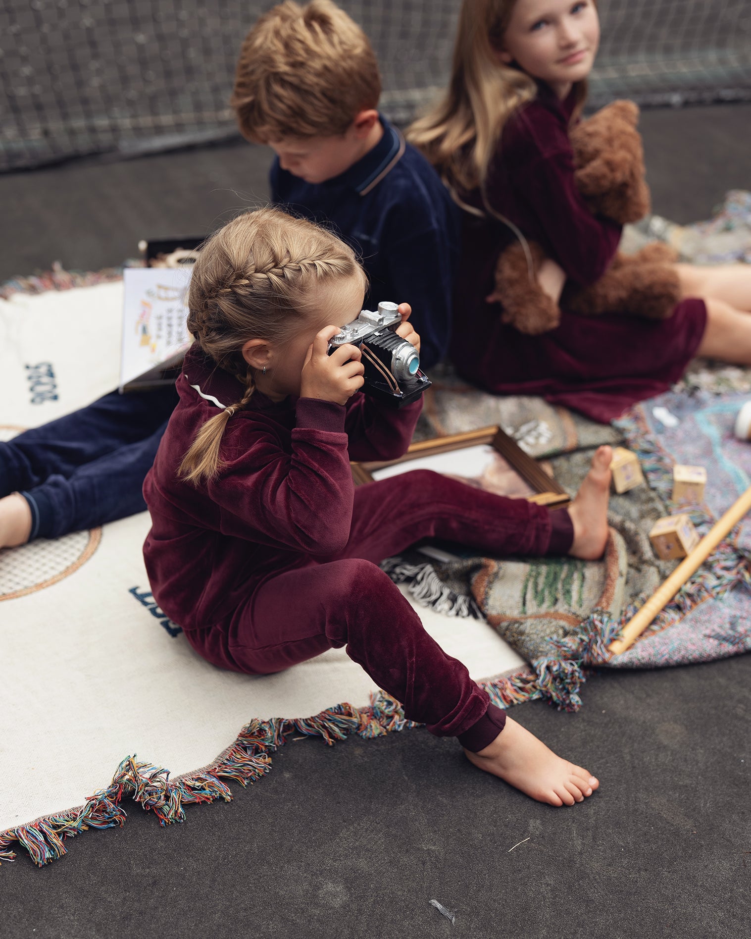 Deep Berry Velour Polo Pajama