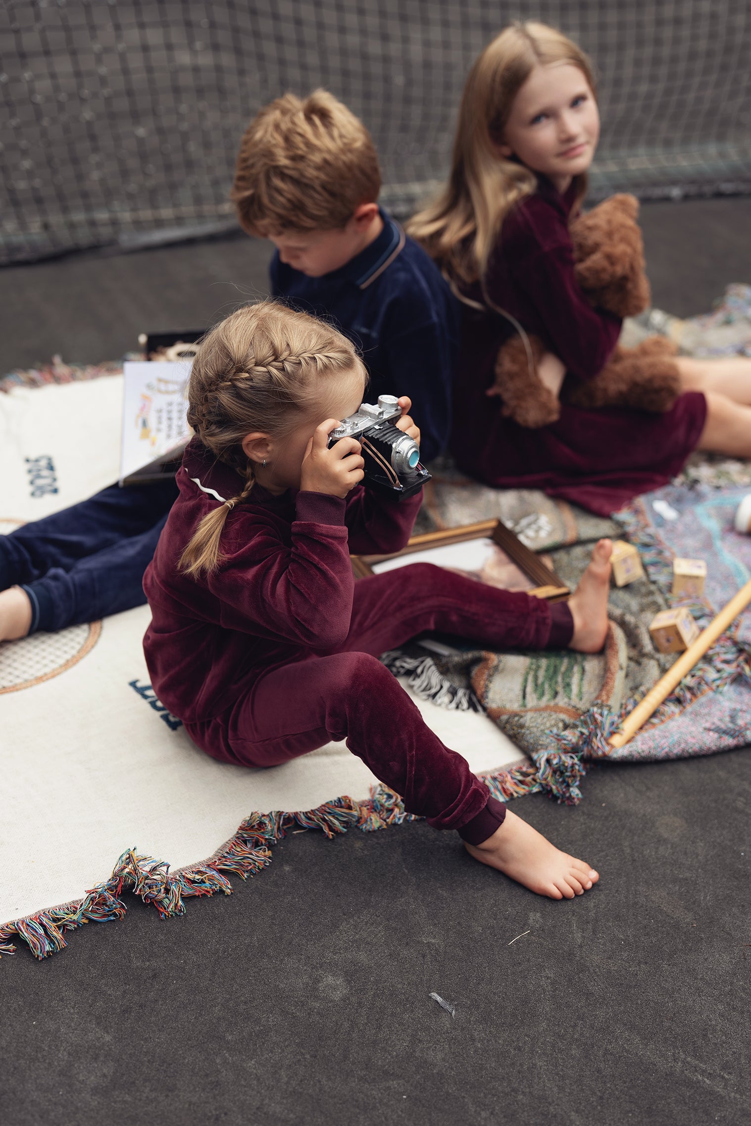 Deep Berry Velour Polo Pajama
