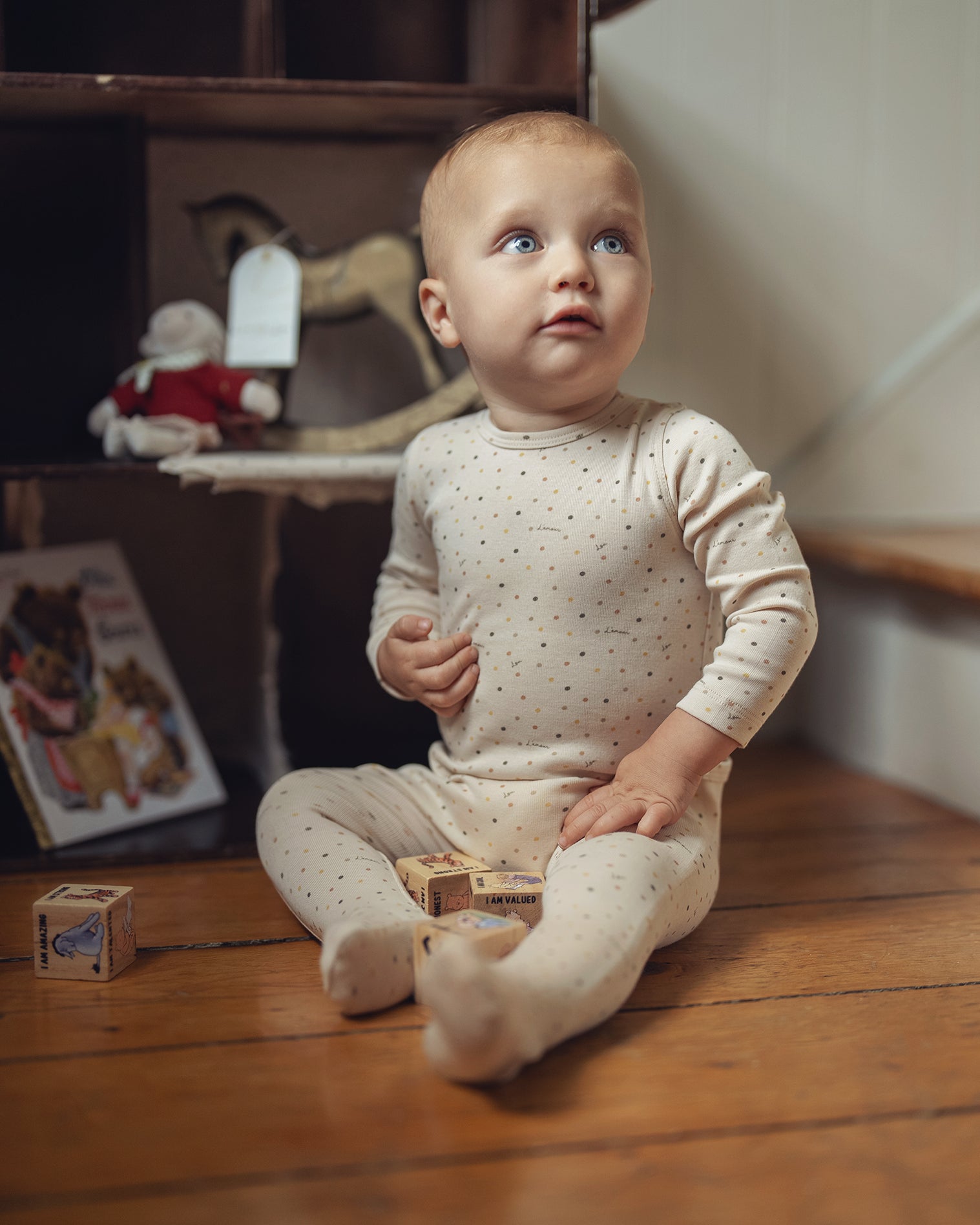 Taupe Vintage Dots Footie