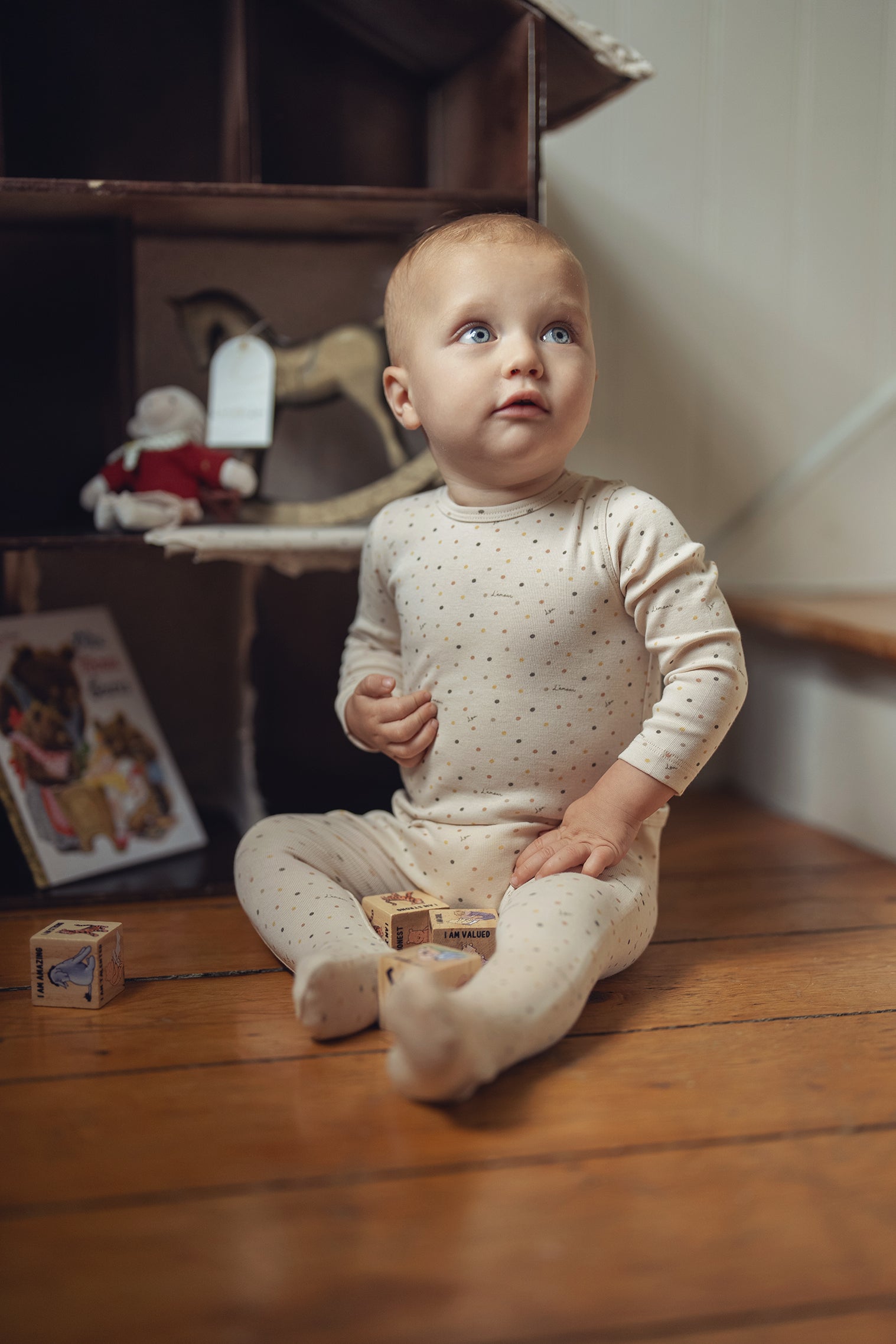 Taupe Vintage Dots Footie
