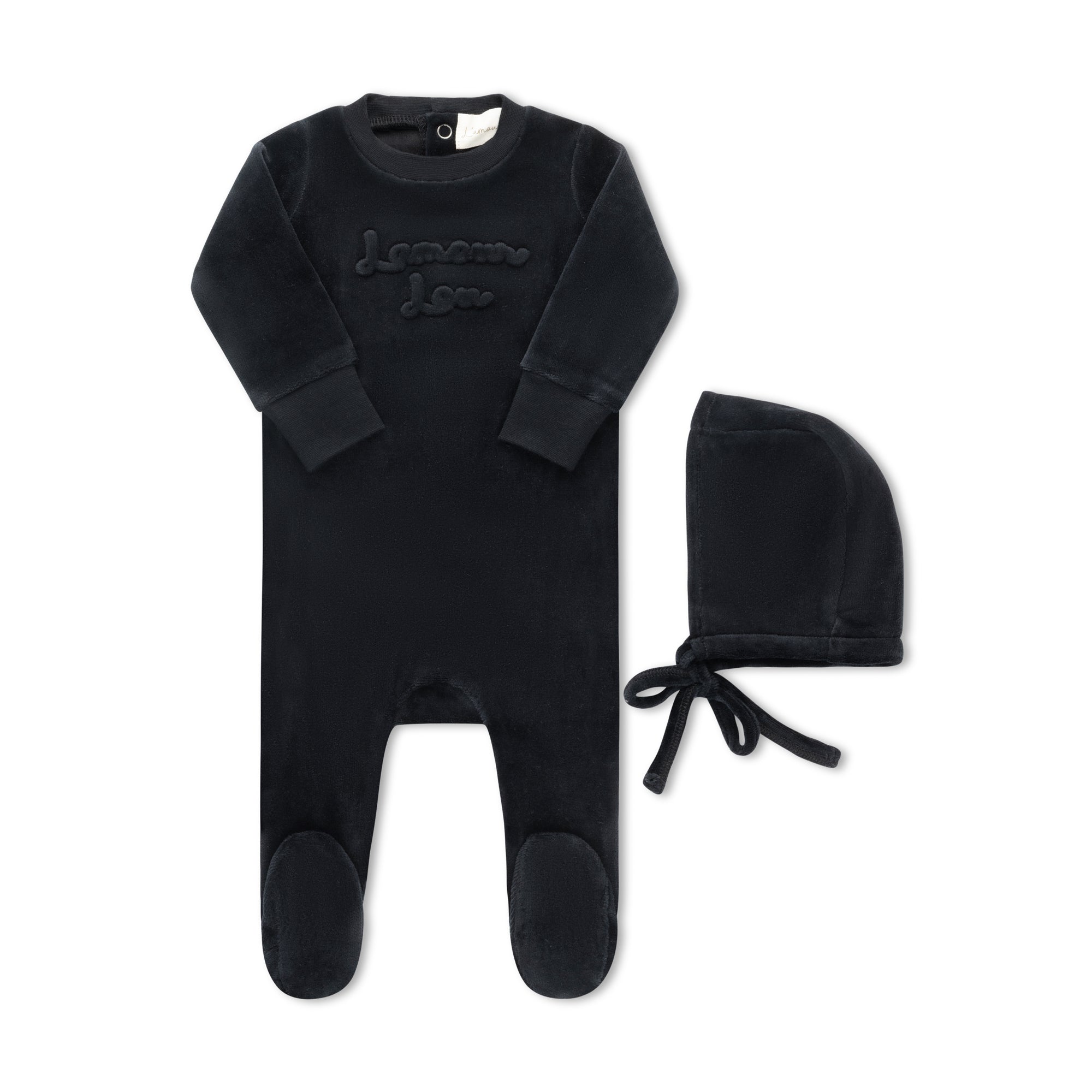 Black Velour Emboss Footie