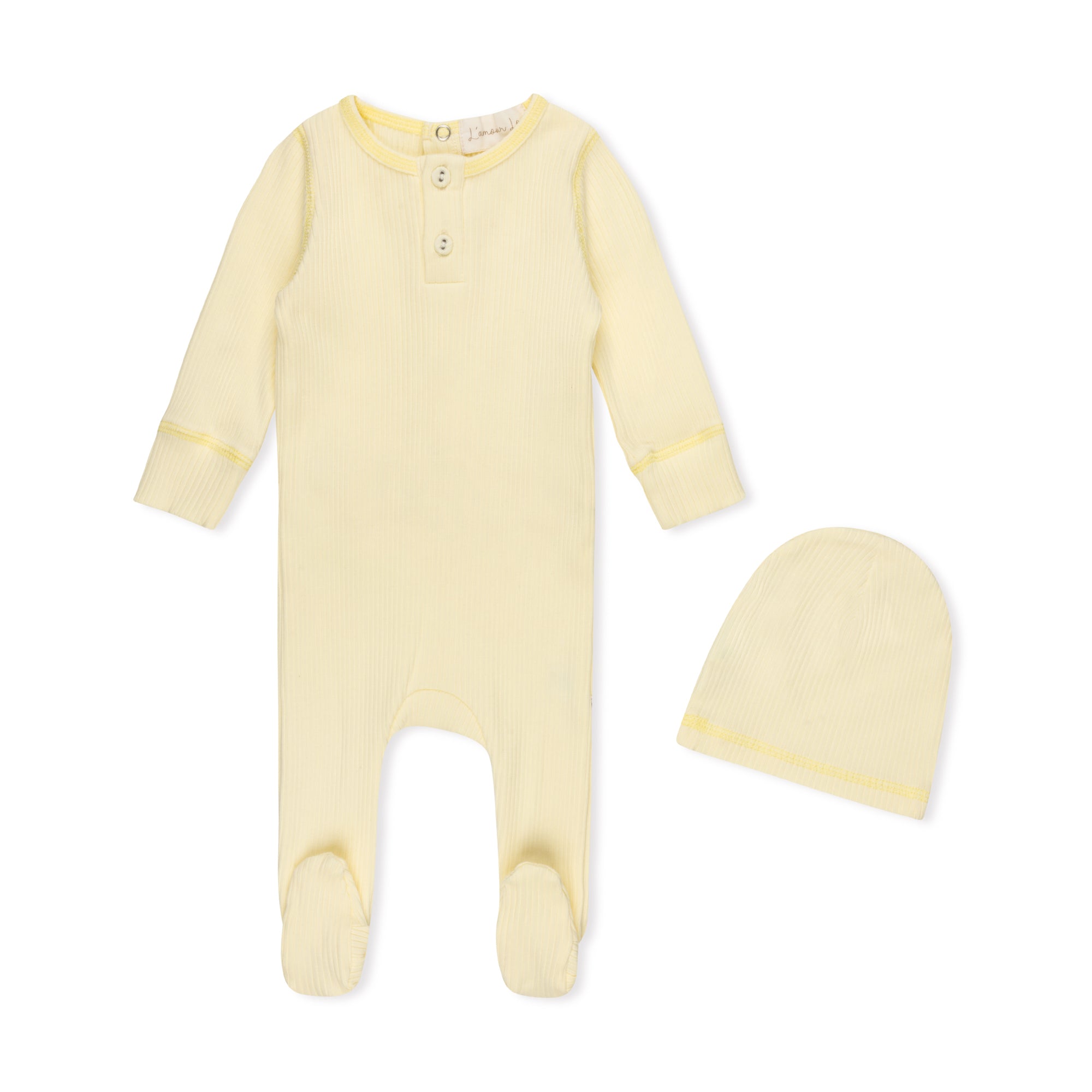 Lemon Ice Ribbed Henley Footie