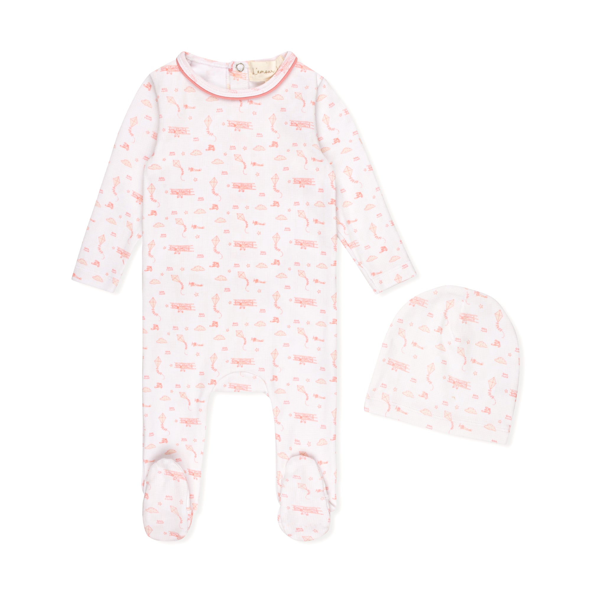 Pink Dreamy Vintage Sky Print Footie