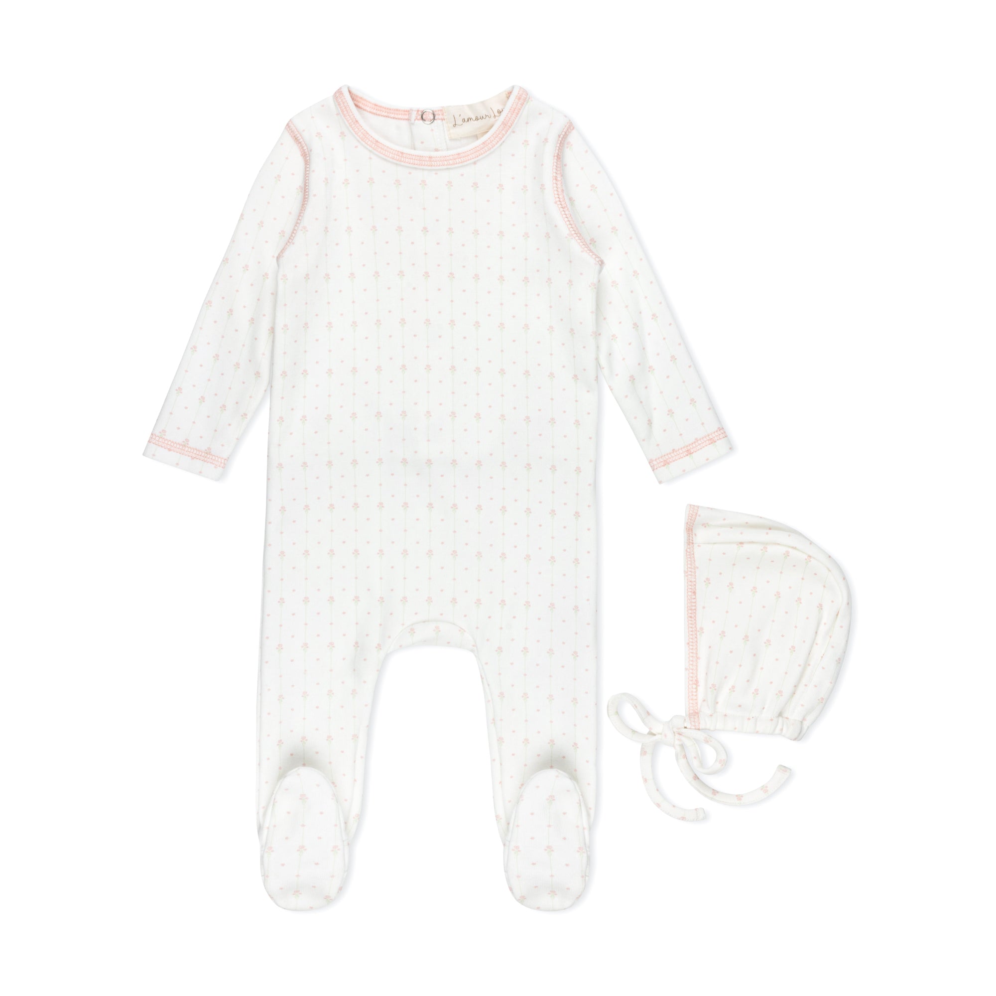 Pink Floral Striped Footie