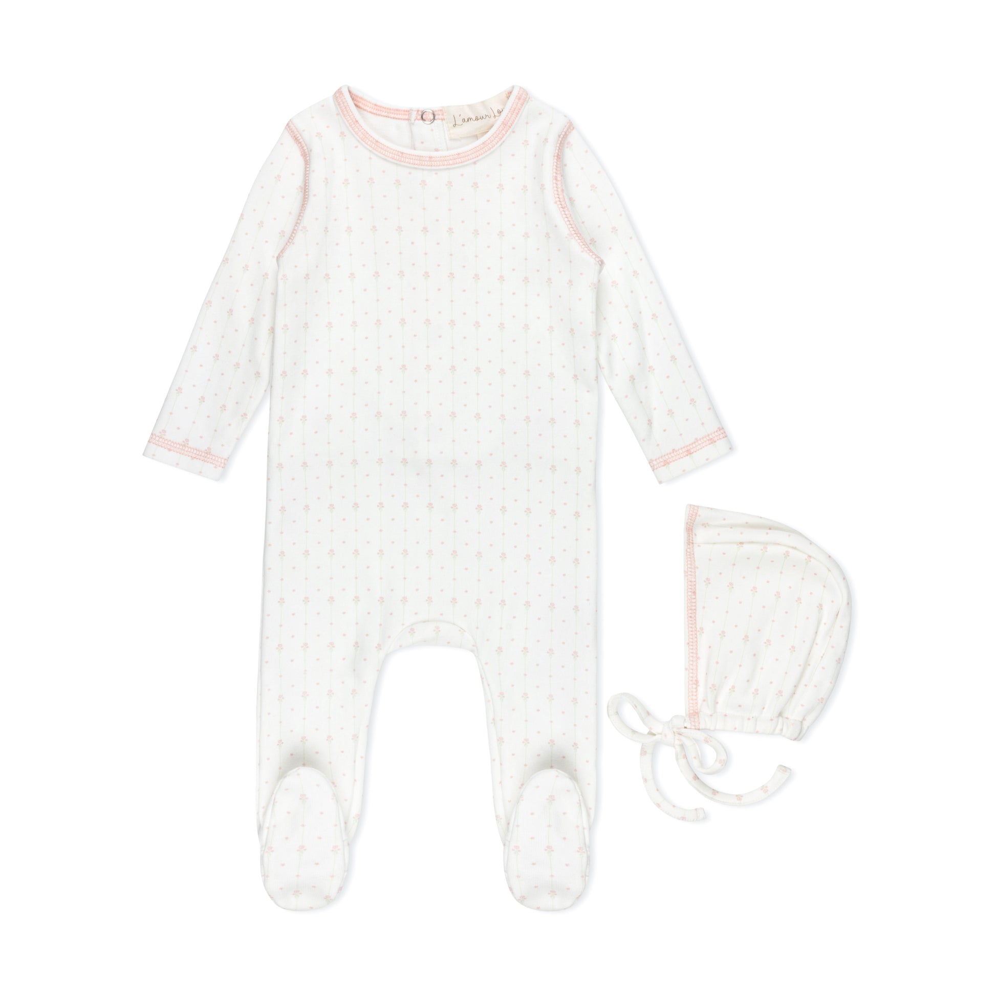 Pink Floral Striped Footie