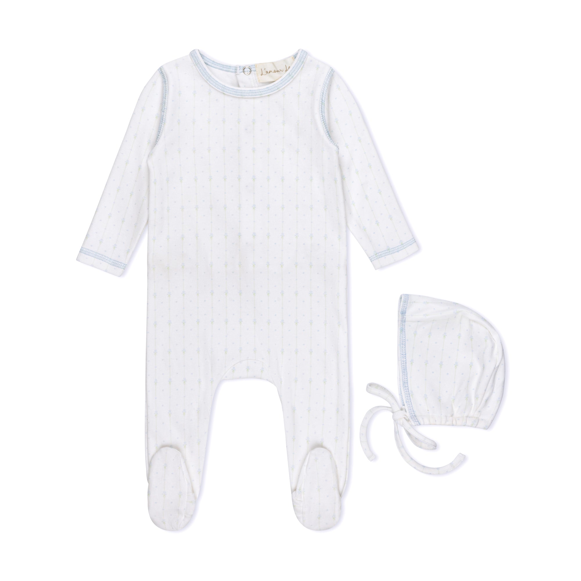 Blue Floral Striped Footie