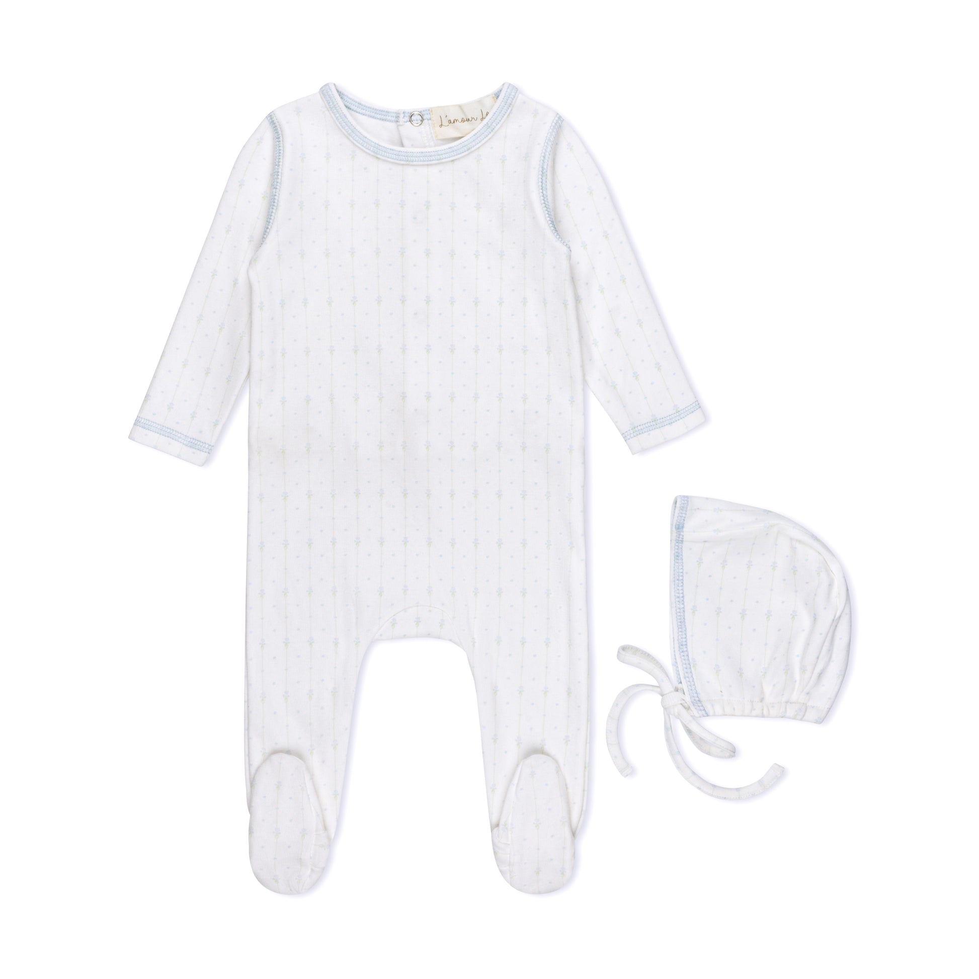 Blue Floral Striped Footie