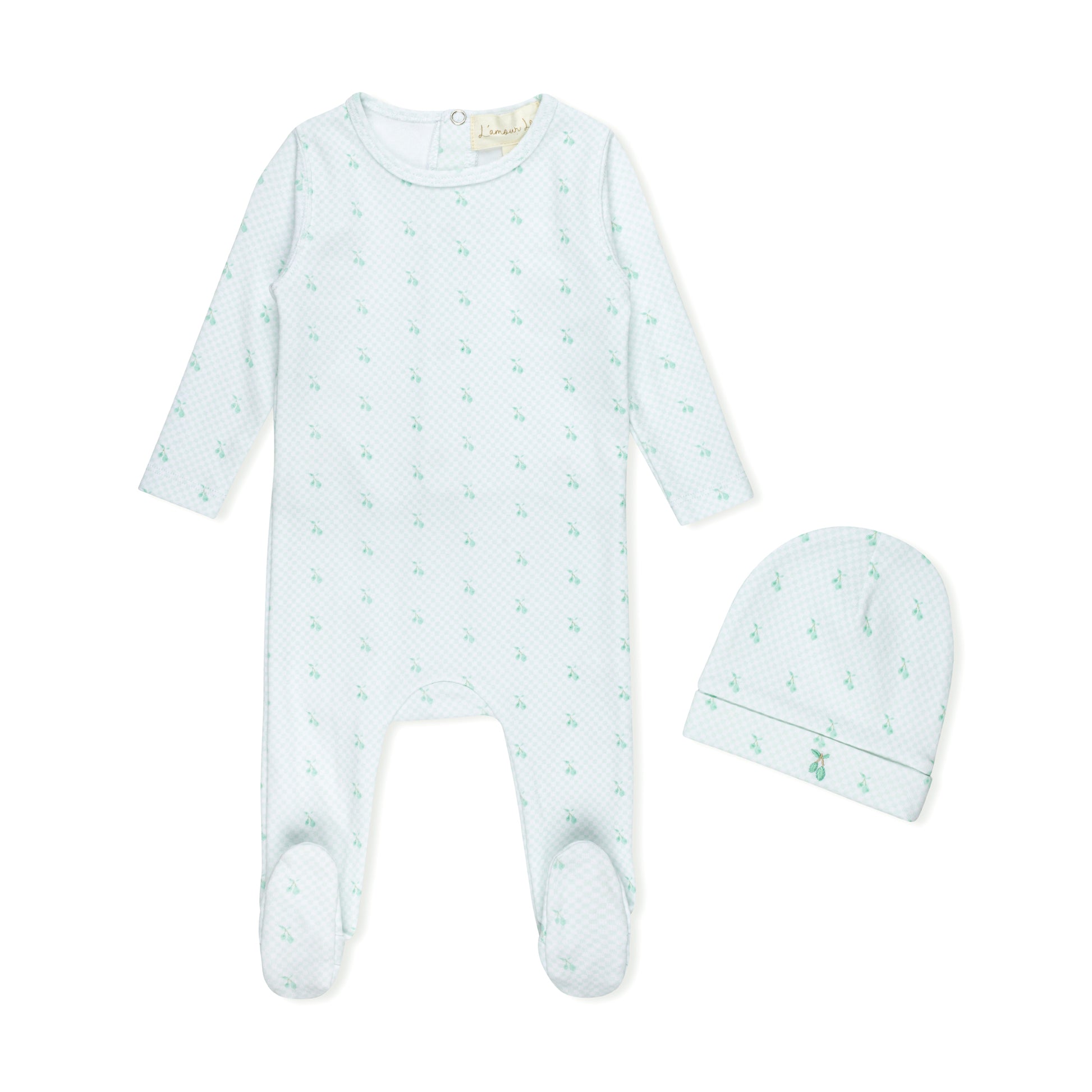 Spearmint Checkerboard Cherry Footie