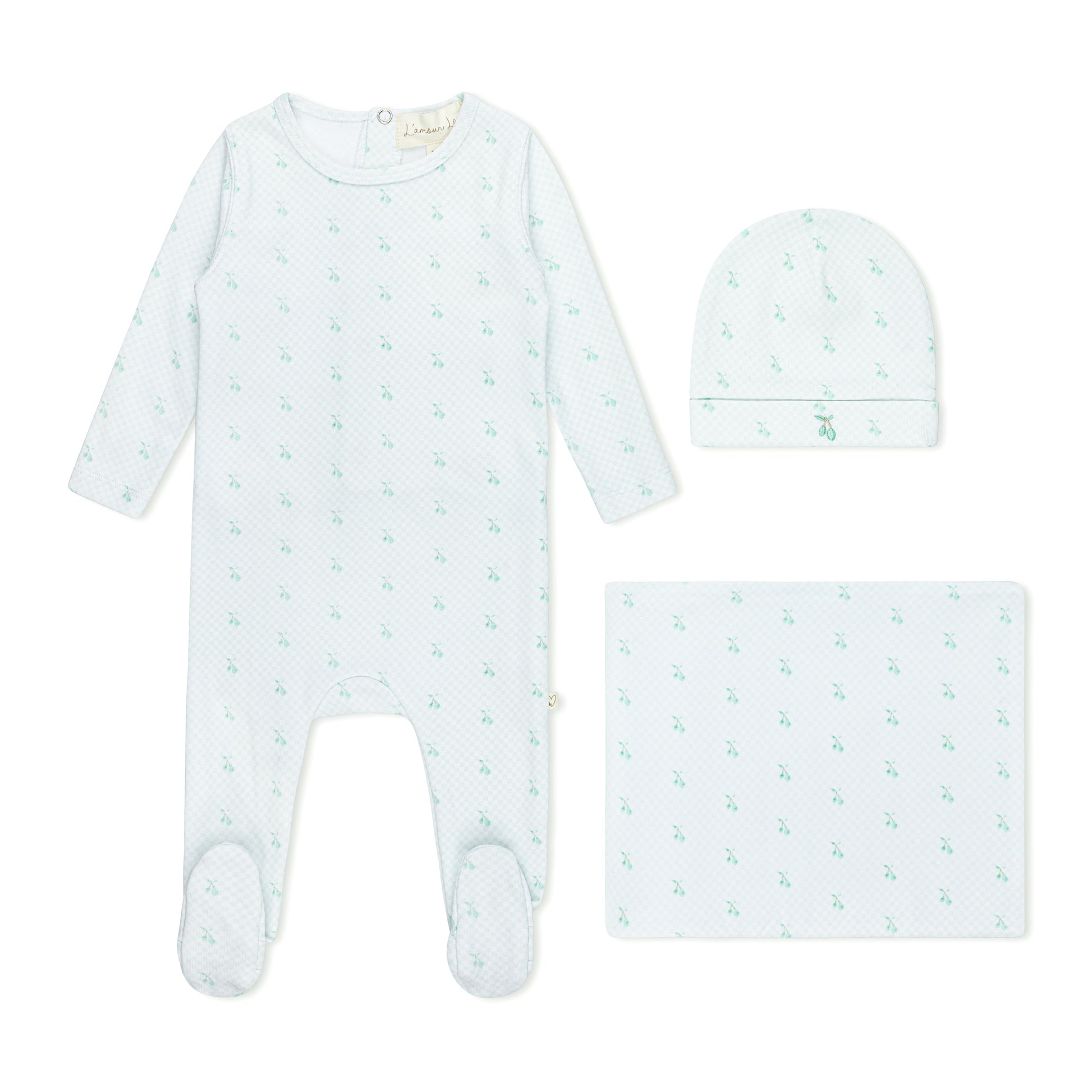 Spearmint Checkerboard Cherry Footie Set