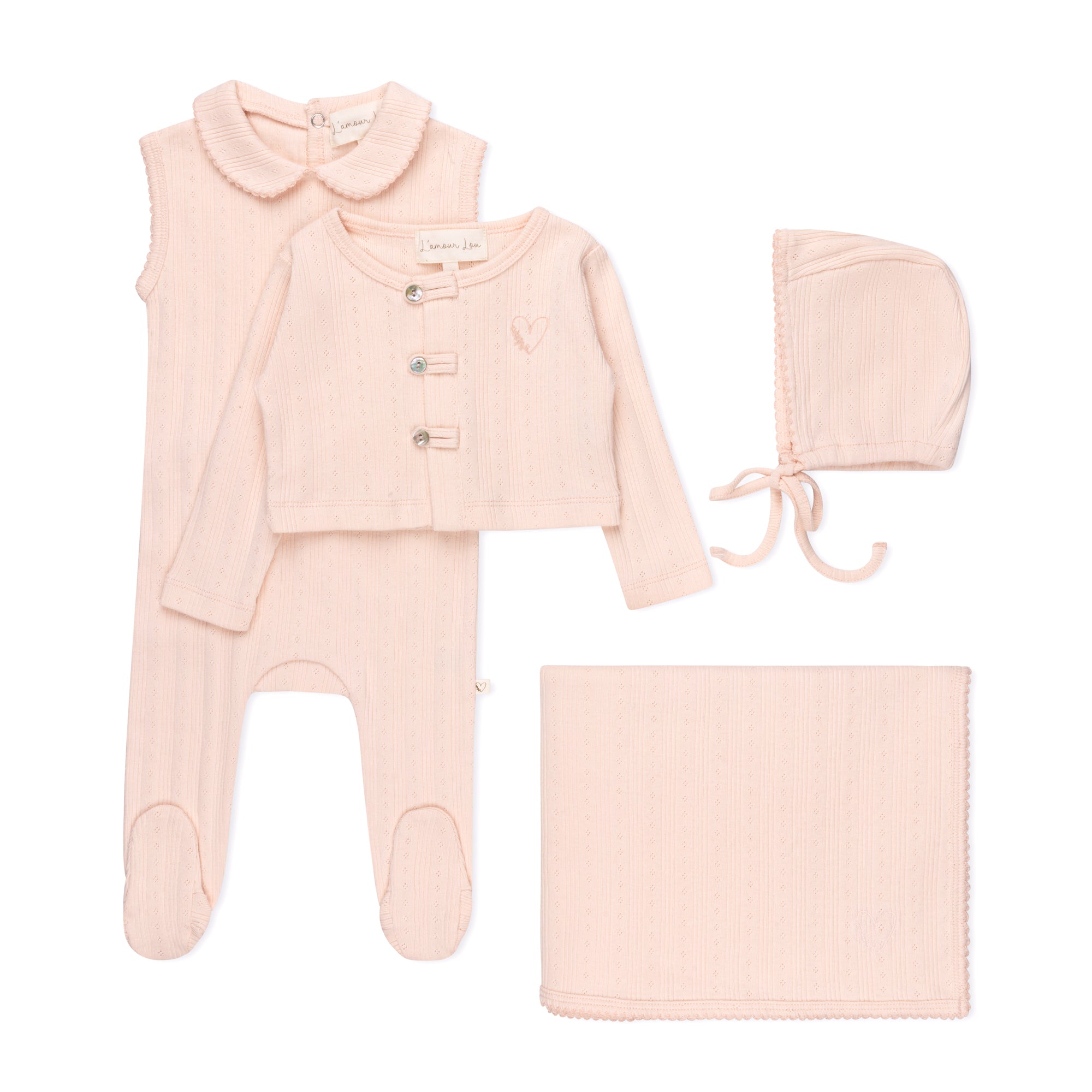 Pink Variegated Ribbed 4 Piece Set