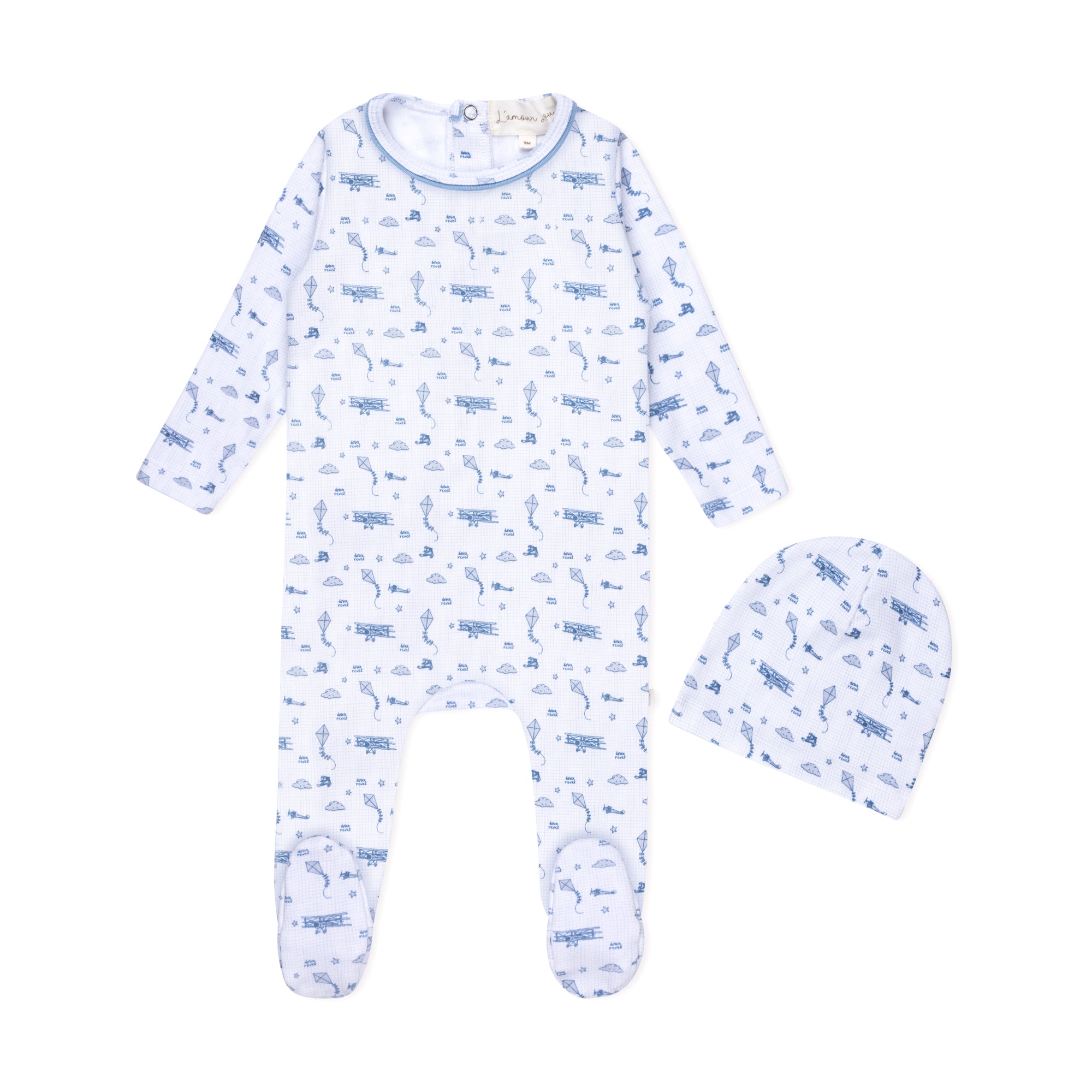 Blue Dreamy Vintage Sky Print Footie