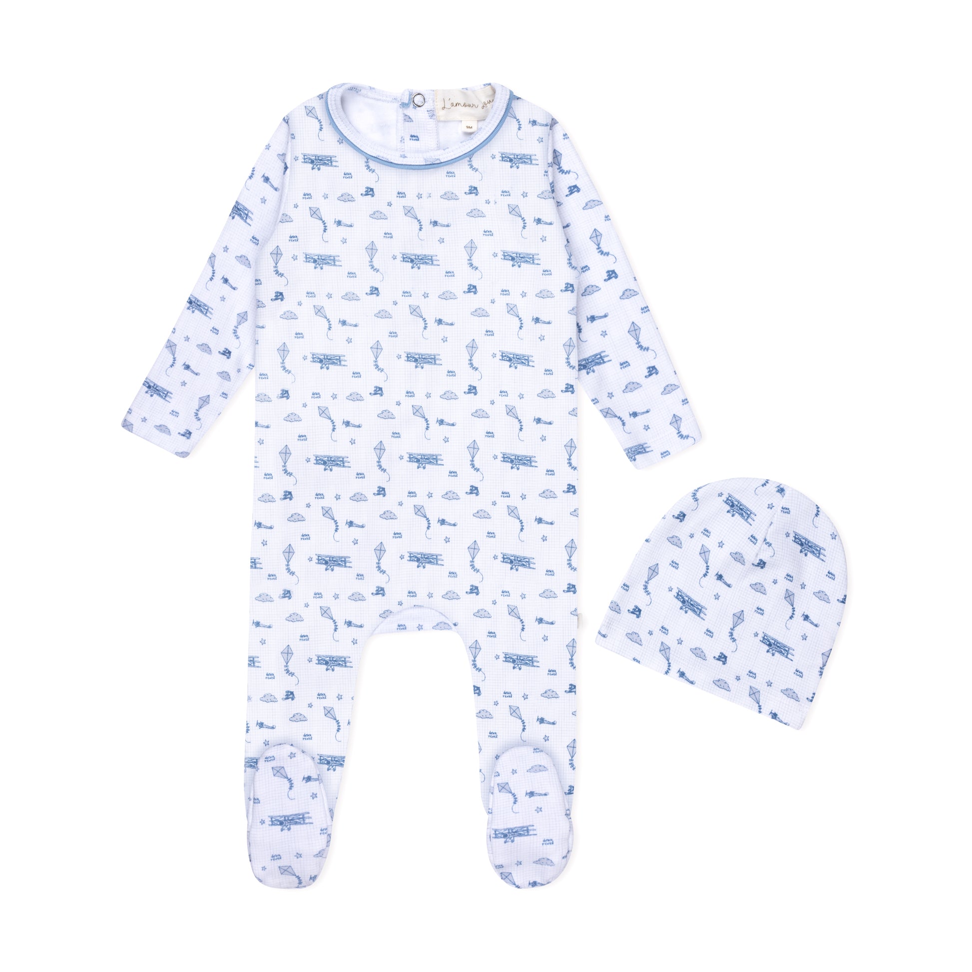 Blue Dreamy Vintage Sky Print Footie