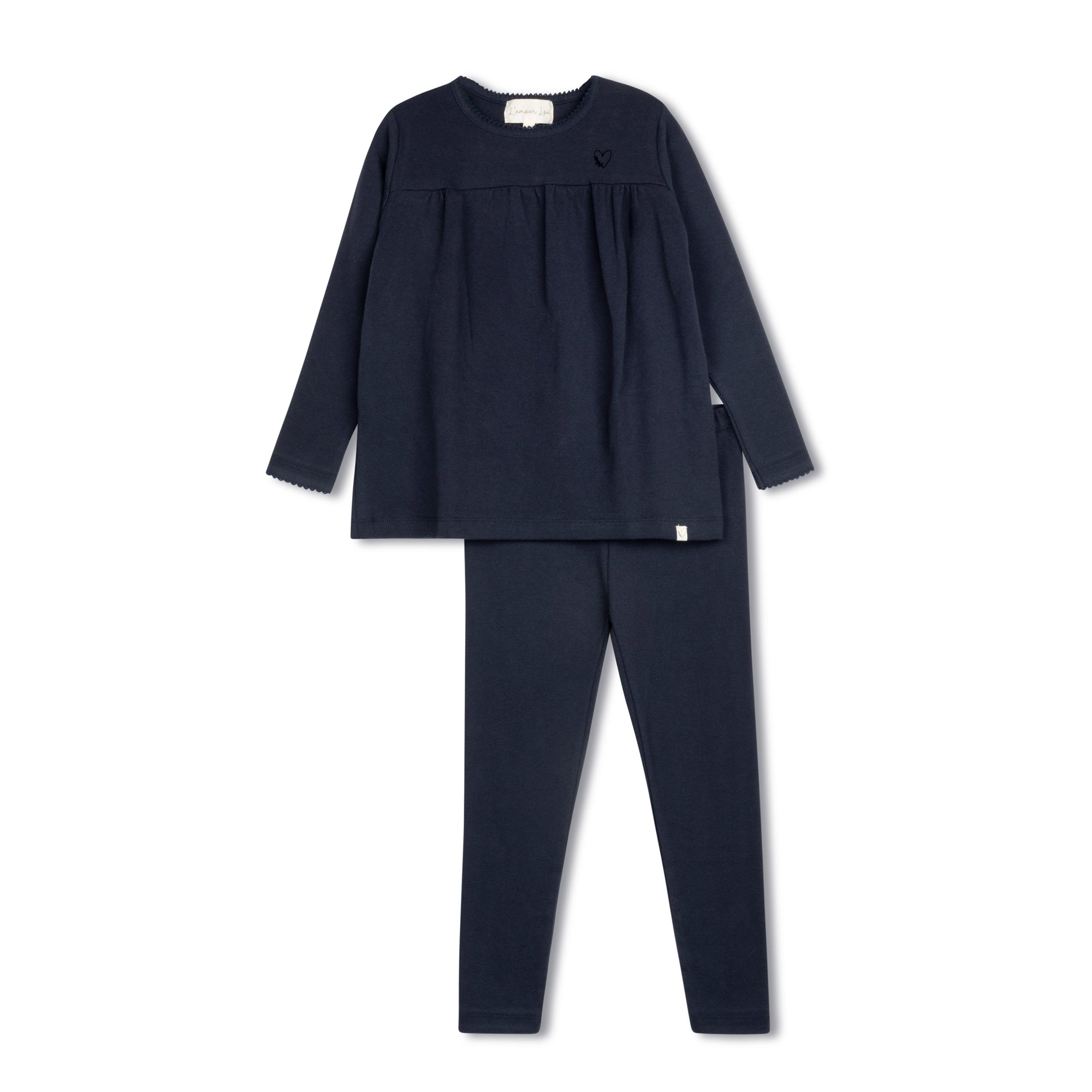 Navy Flocked Heart Pajama