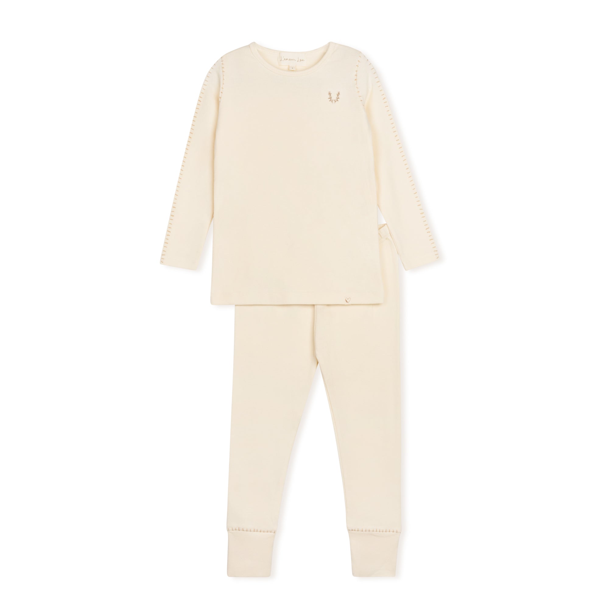 Cream Stitched Vine Pajama
