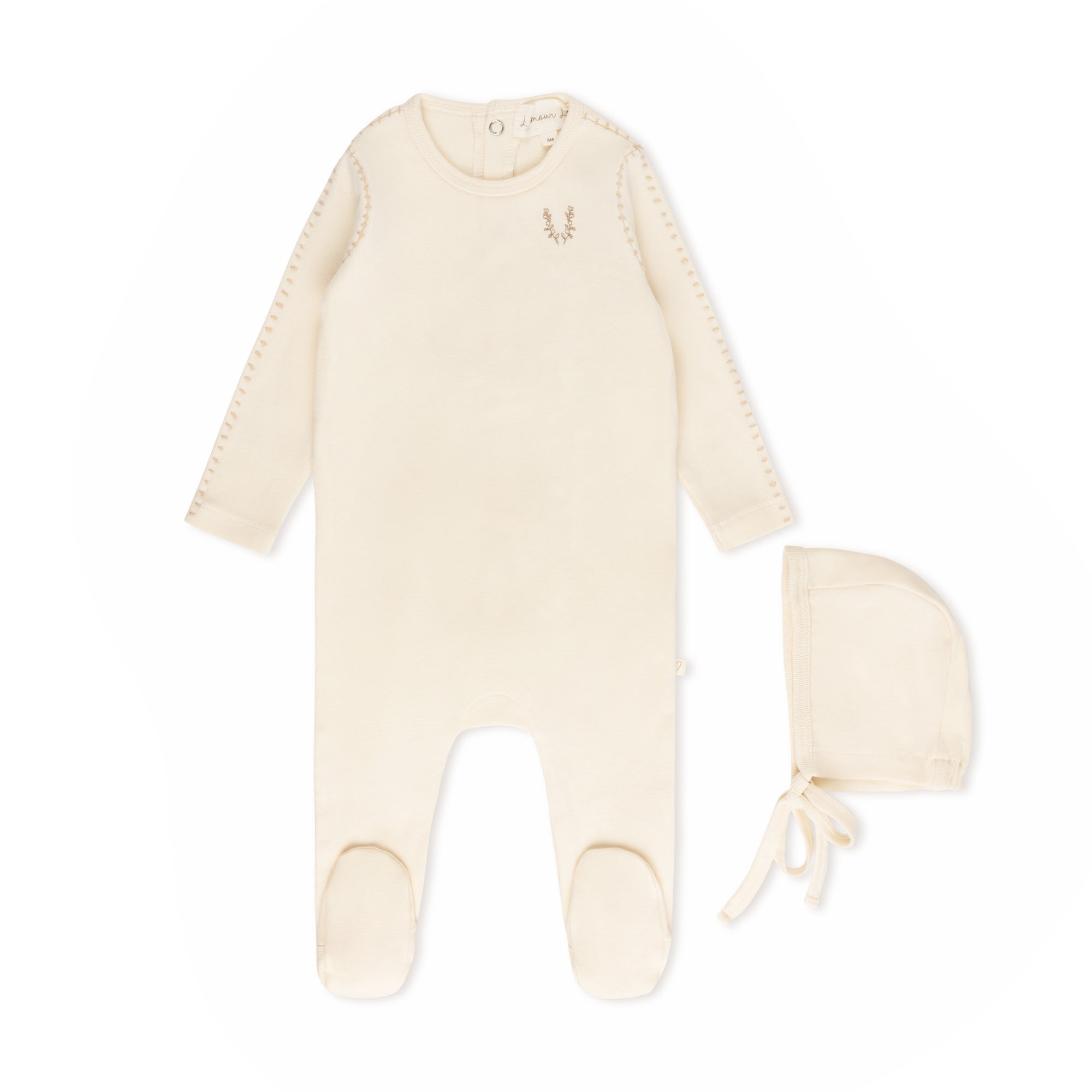 Cream Stitched Vine Footie