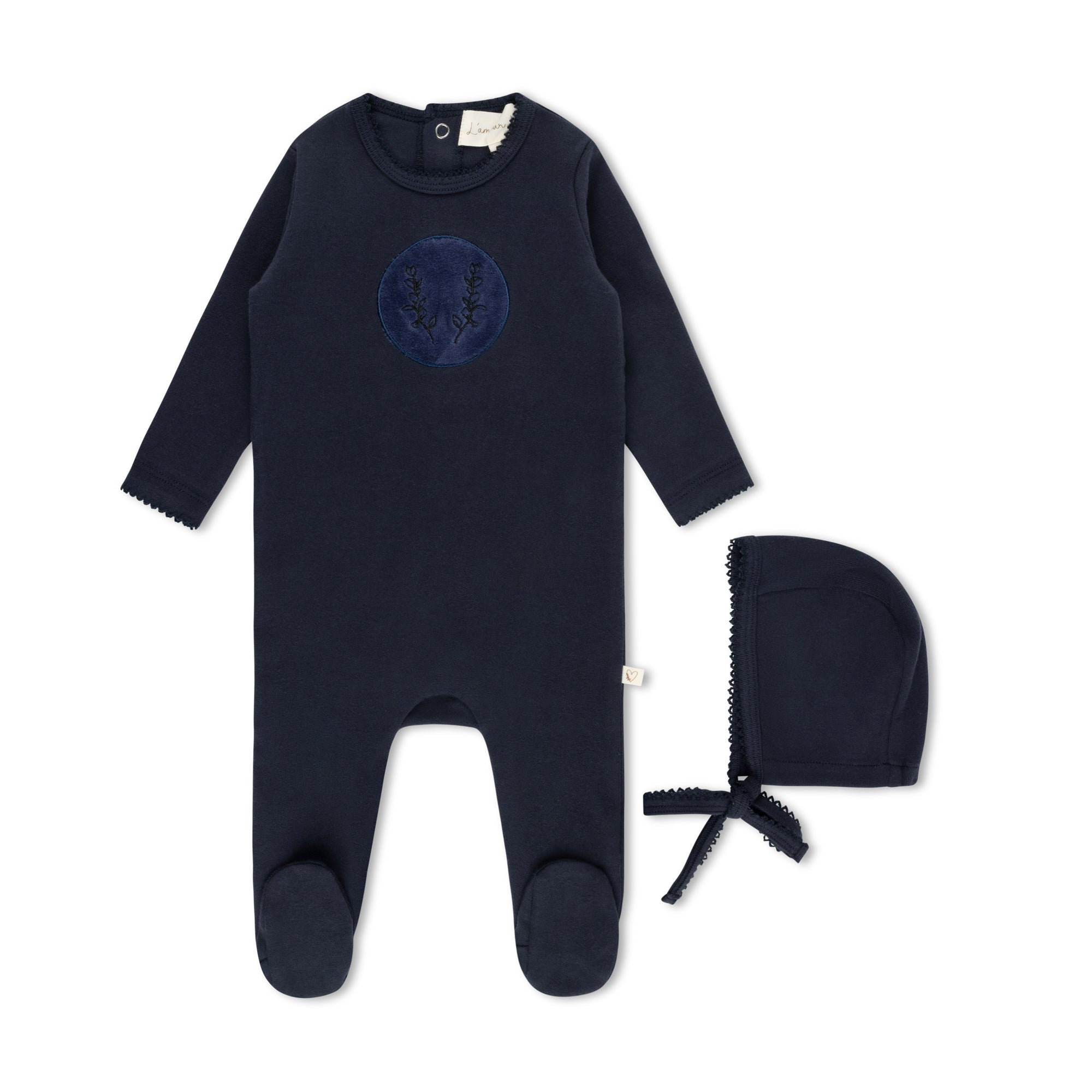 Navy Vine Patch Footie