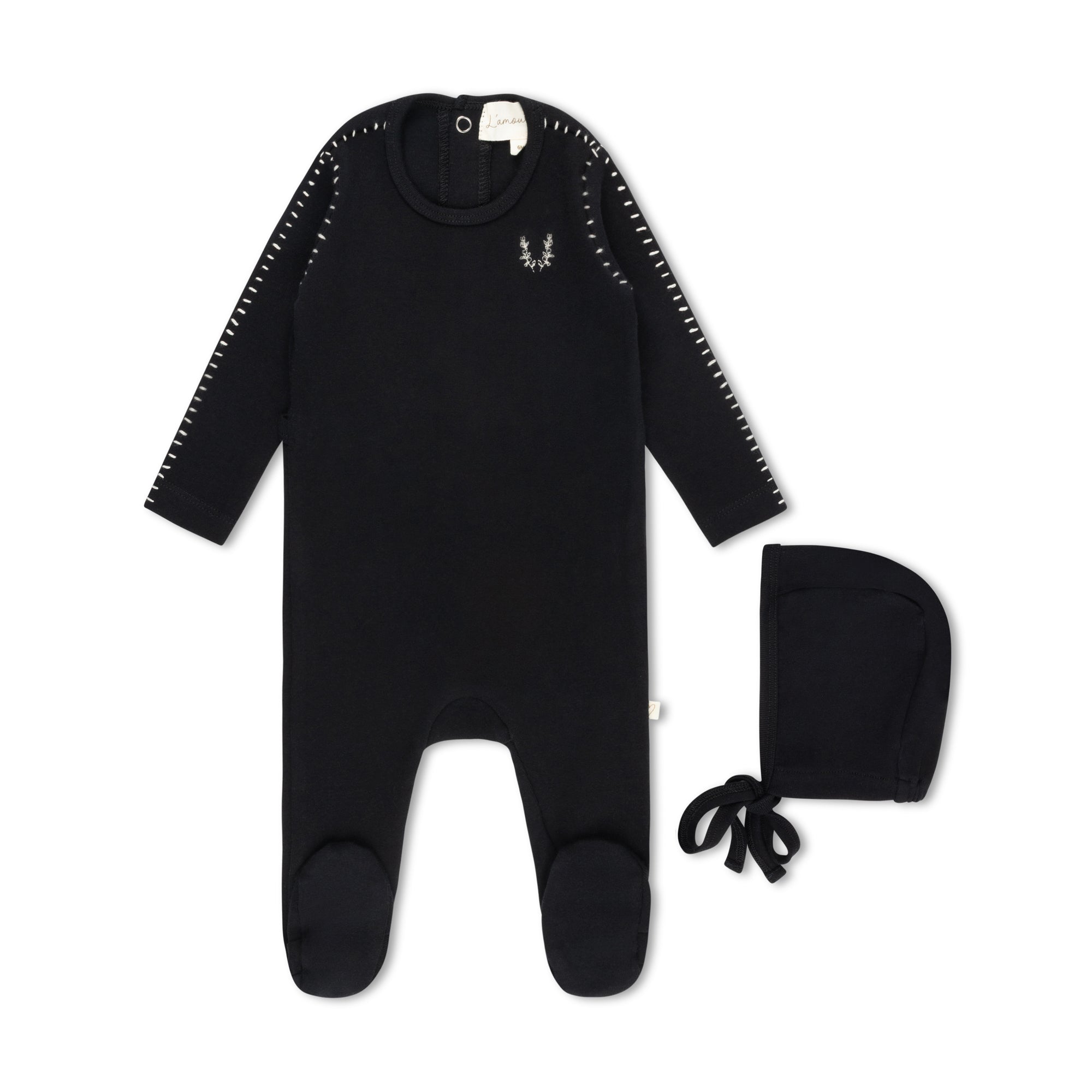 Black Stitched Vine Footie