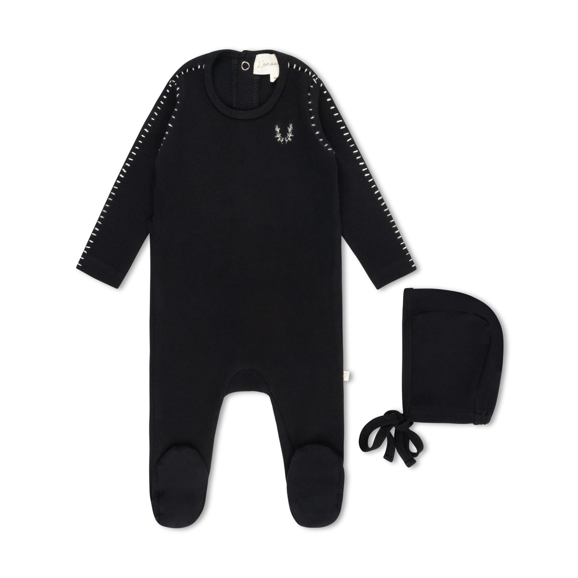 Black Stitched Vine Footie