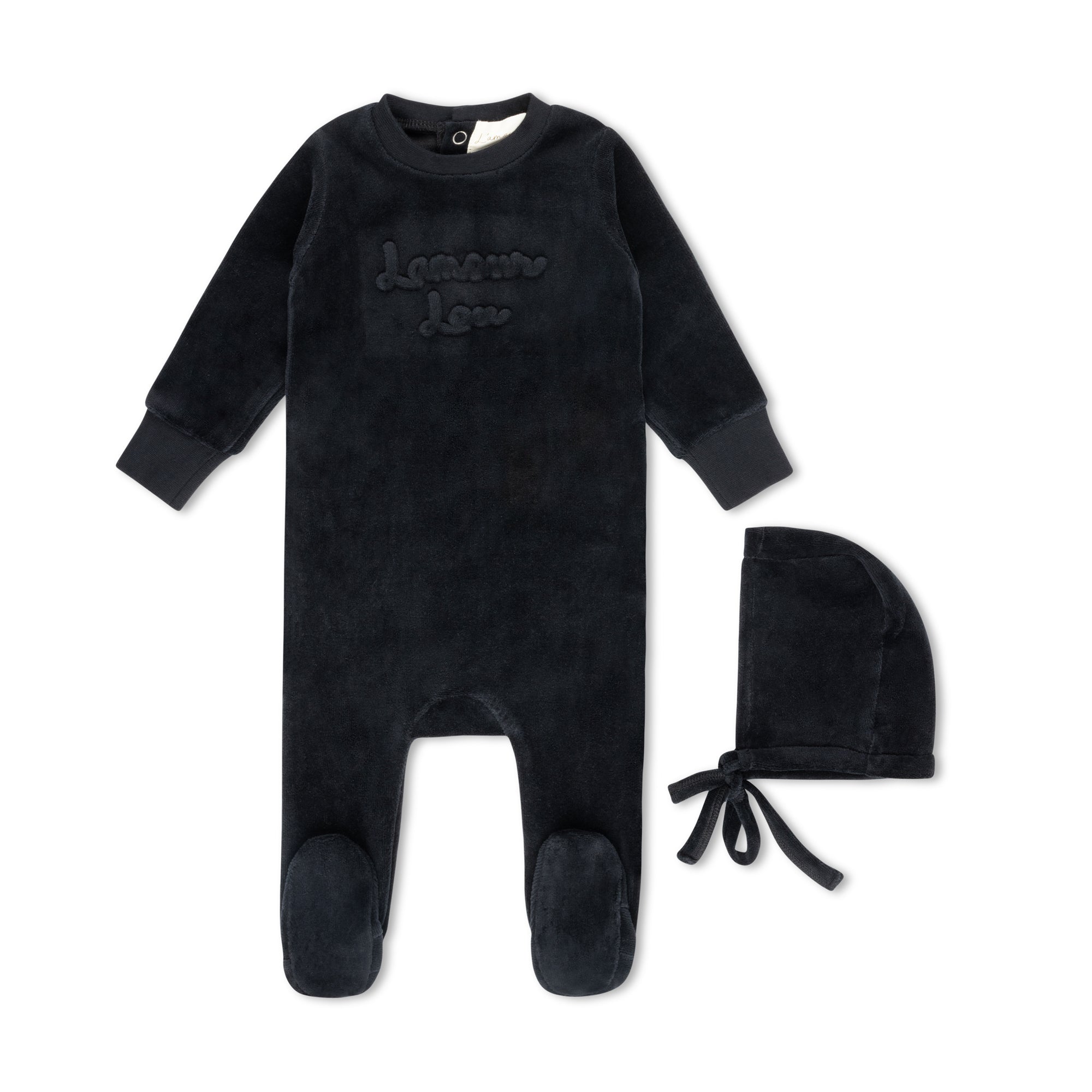 Black Velour Emboss Footie
