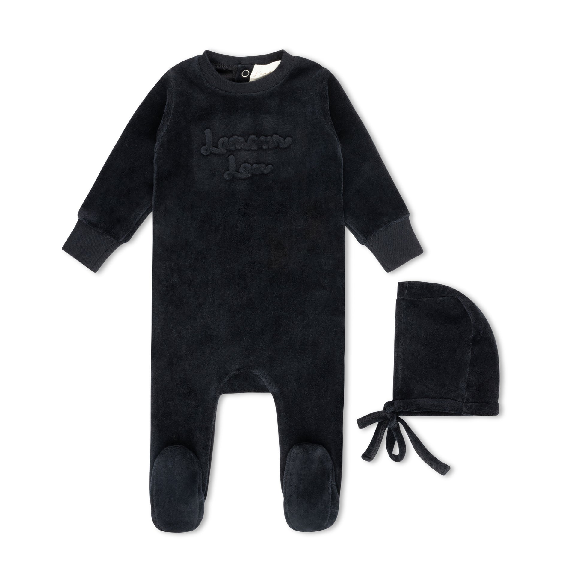 Black Velour Emboss Footie
