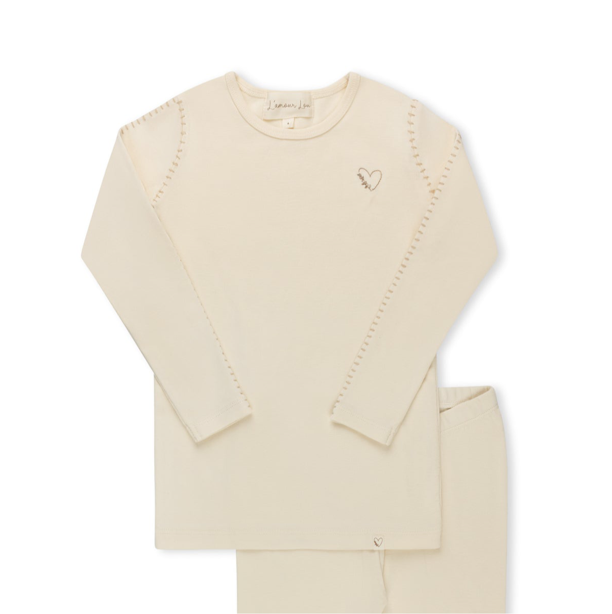 Cream Stitched Heart Pajama