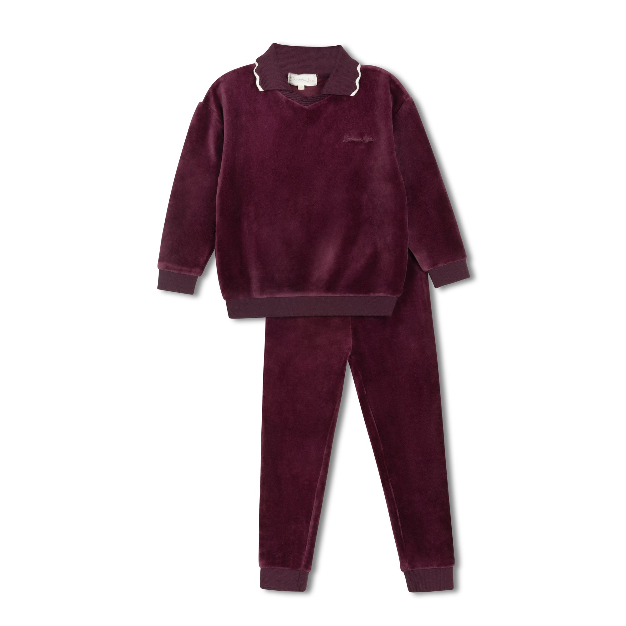 Deep Berry Velour Polo Pajama
