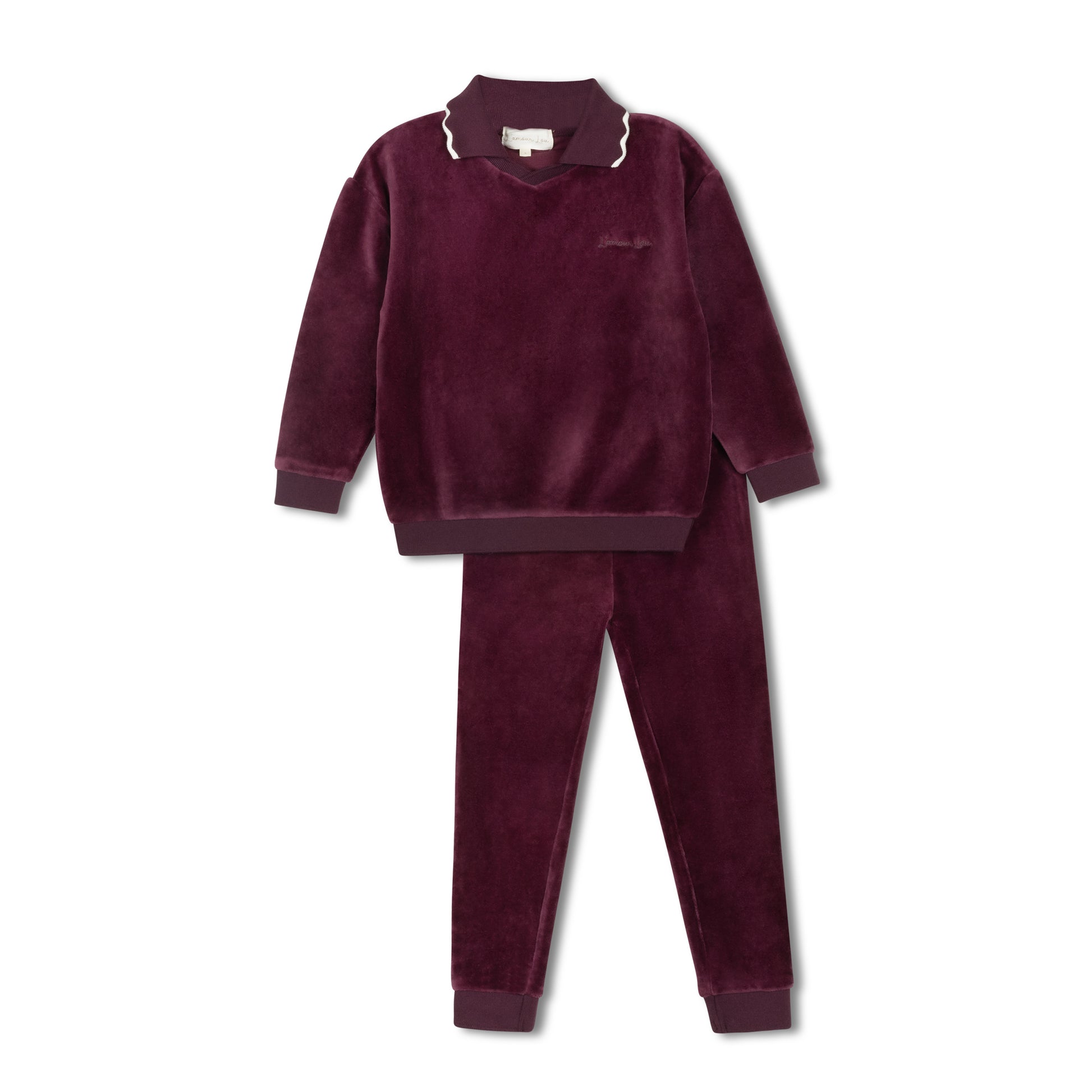 Deep Berry Velour Polo Pajama