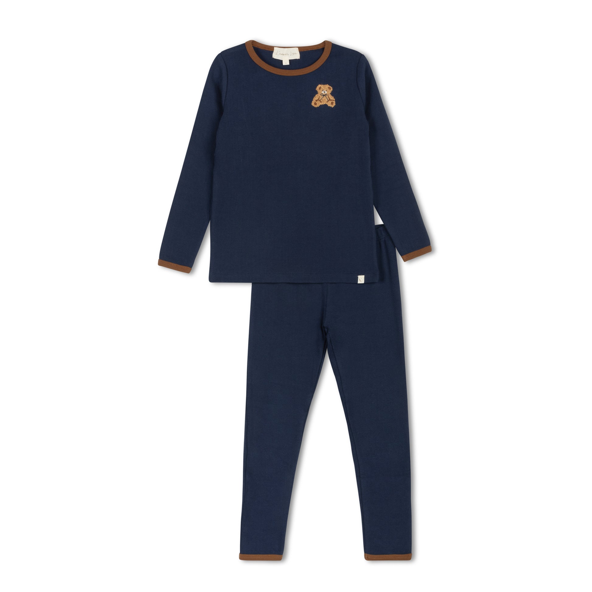 Navy Pointelle Bear Patch Pajama