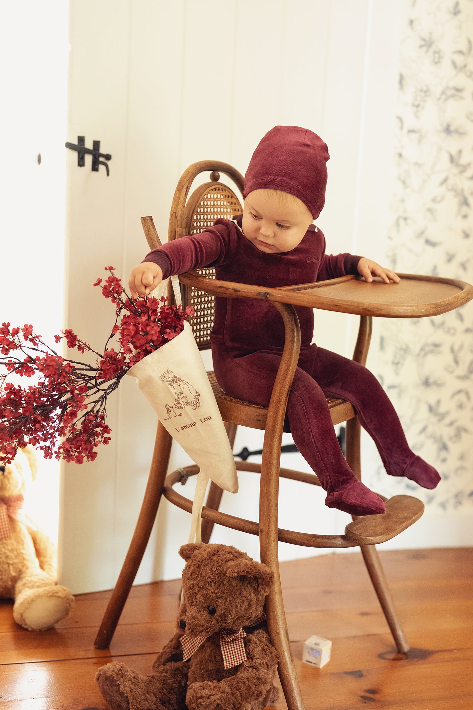 Deep Berry Velour Polo Footie