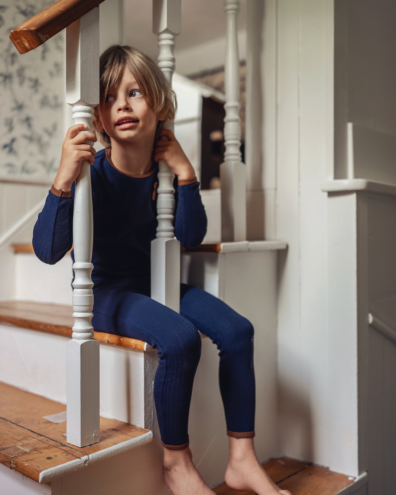 Navy Pointelle Bear Patch Pajama