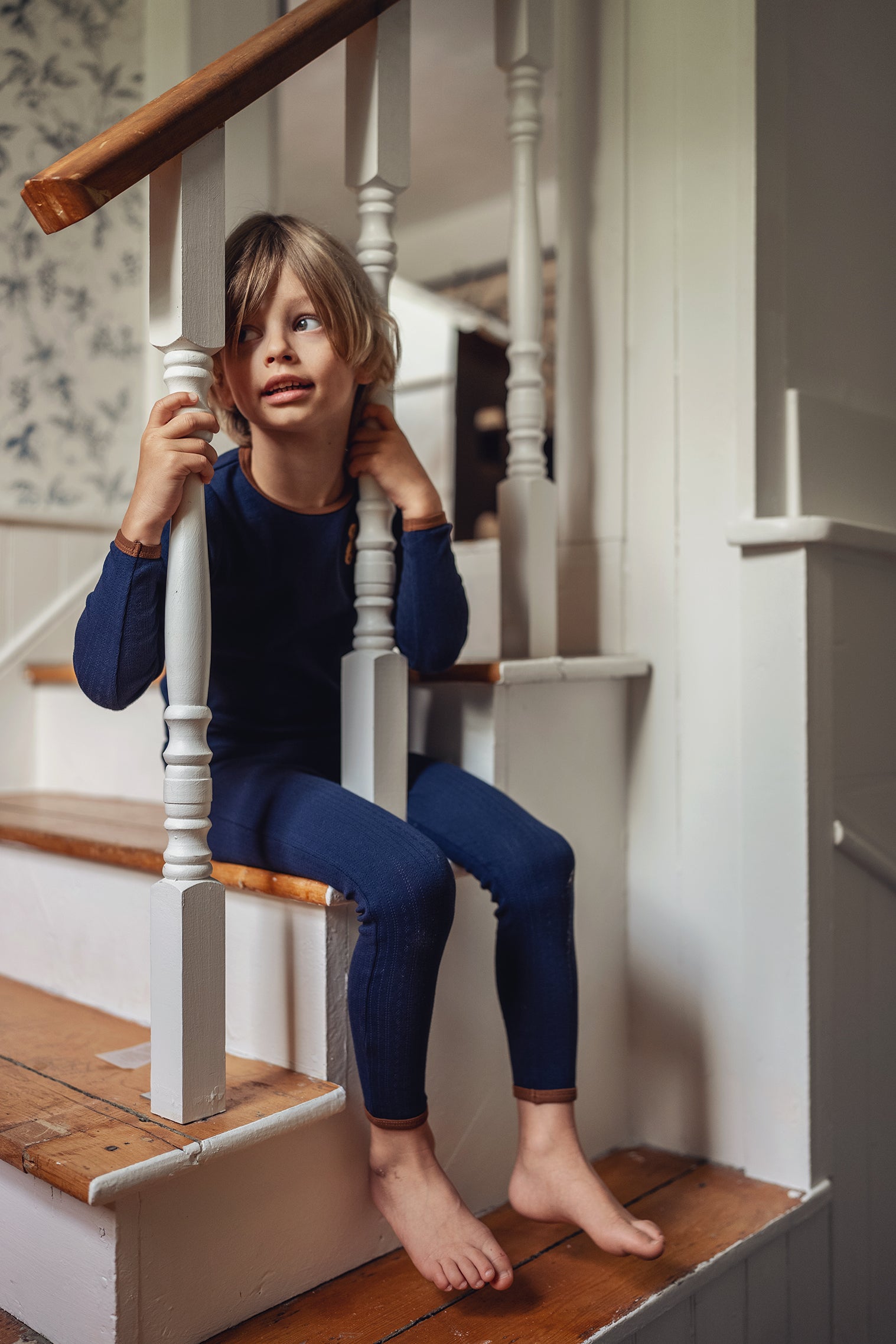 Navy Pointelle Bear Patch Pajama
