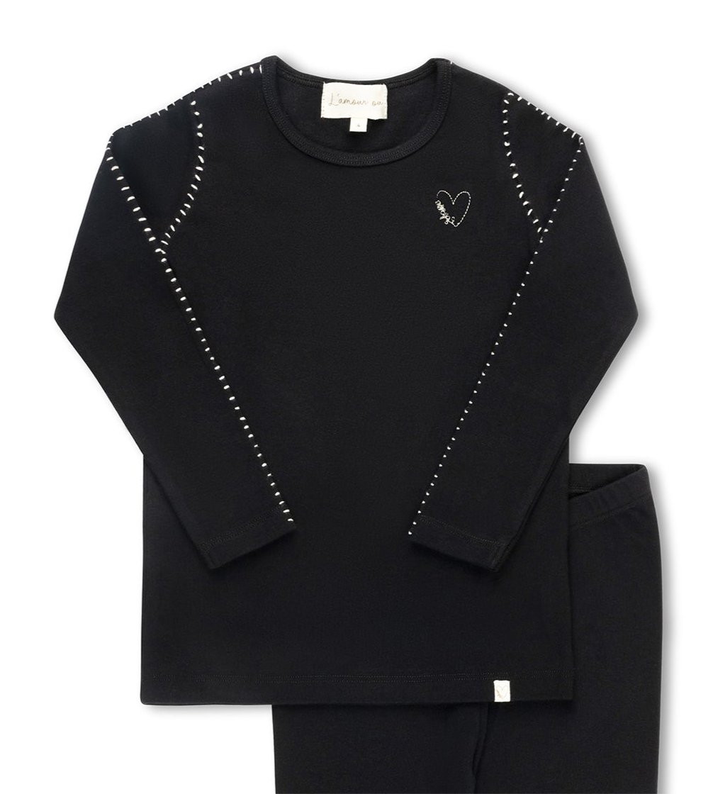 Black Stitched Heart Pajama
