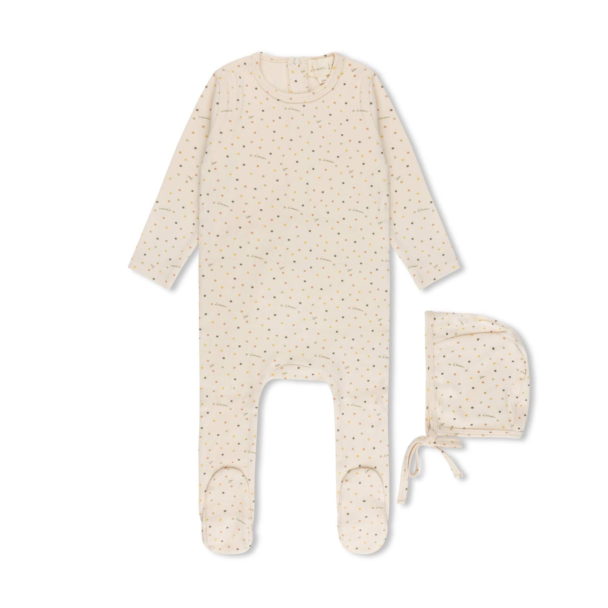 Taupe Vintage Dots Footie