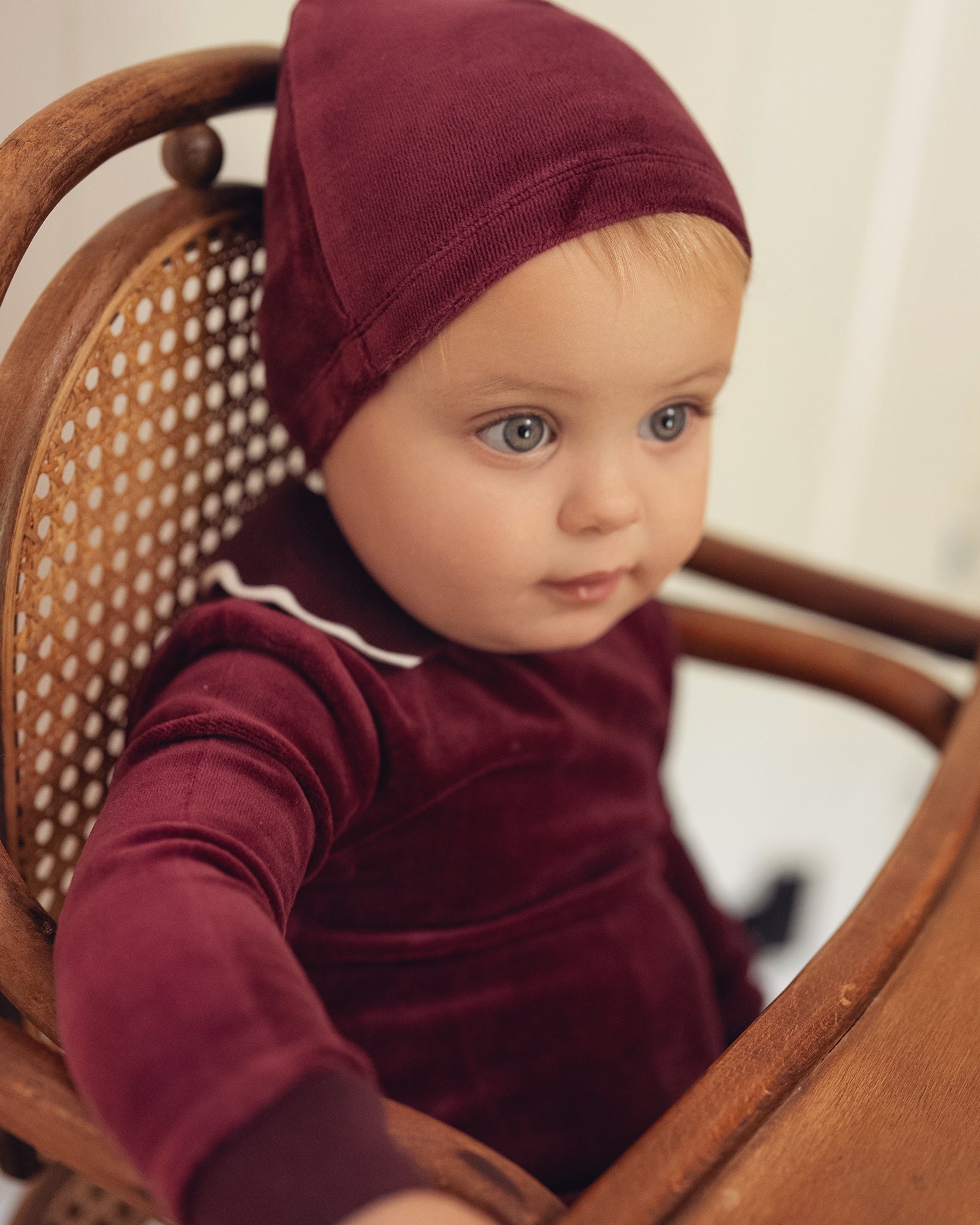 Deep Berry Velour Polo Footie