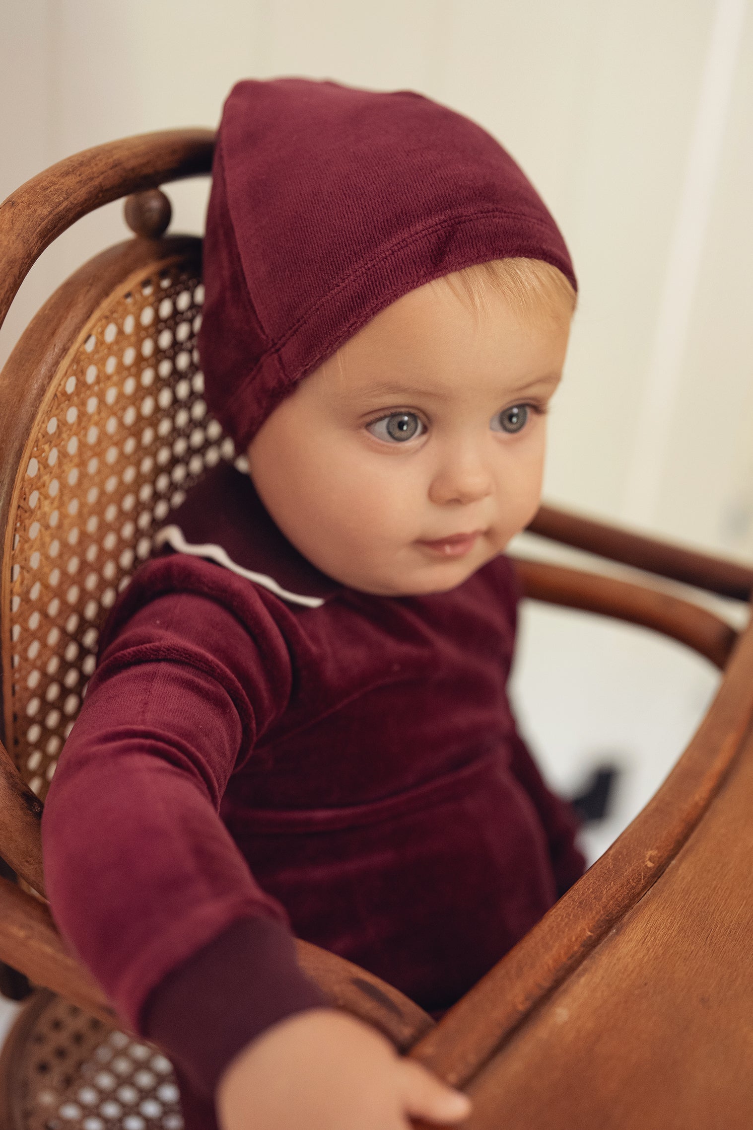 Deep Berry Velour Polo Footie