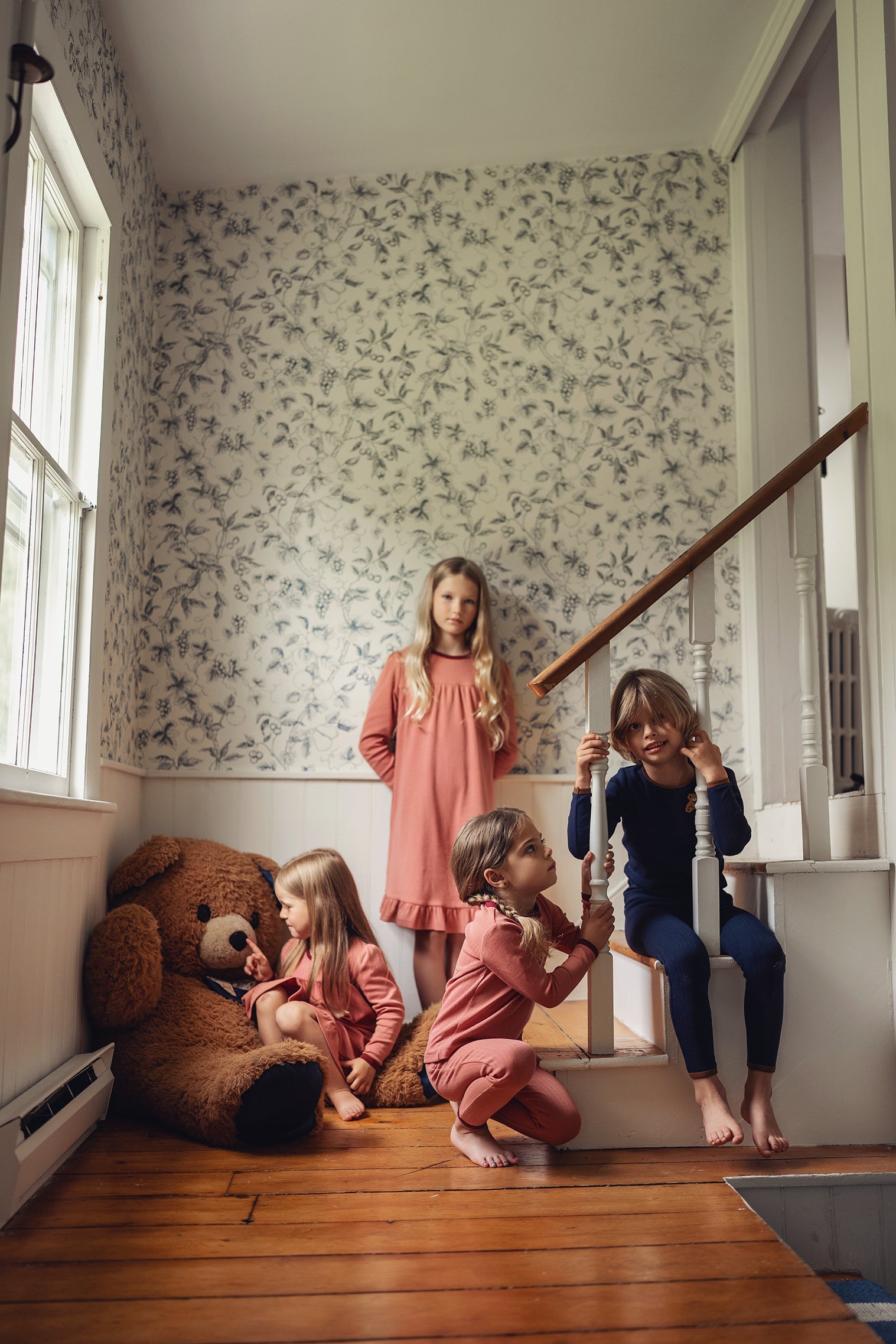 Dusty Pink Pointelle Bear Patch Pajama