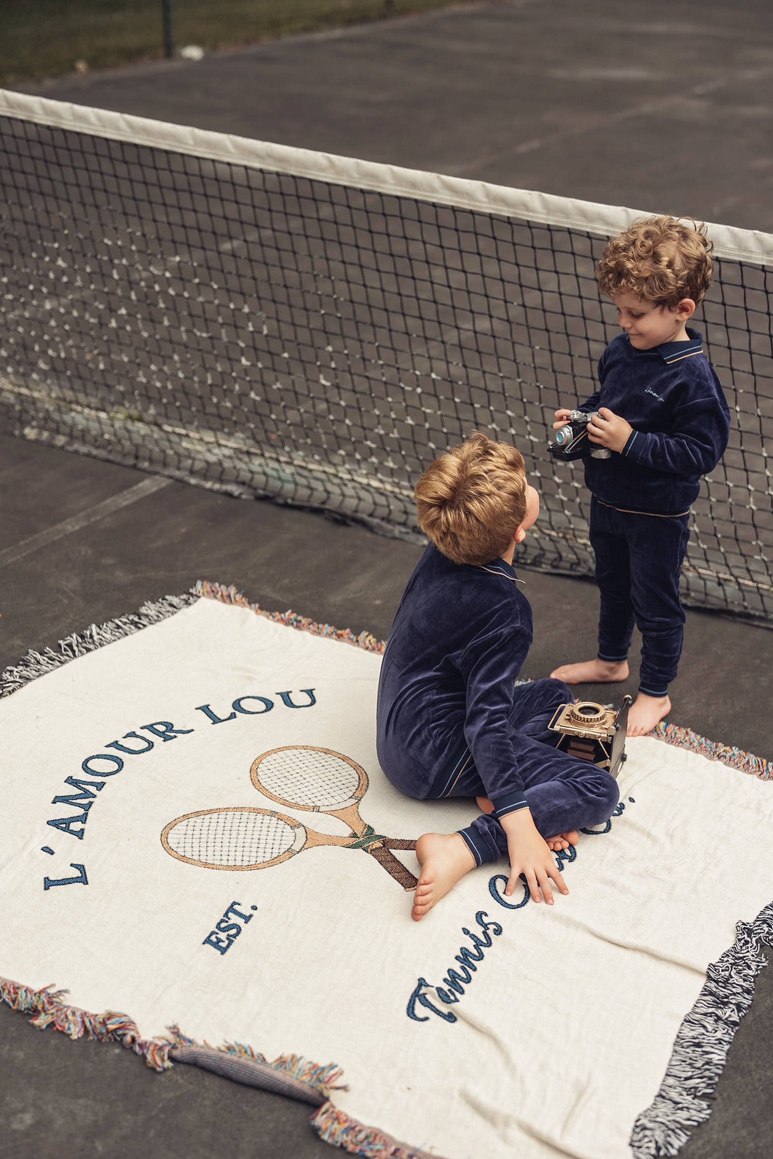 Navy Velour Polo Pajama