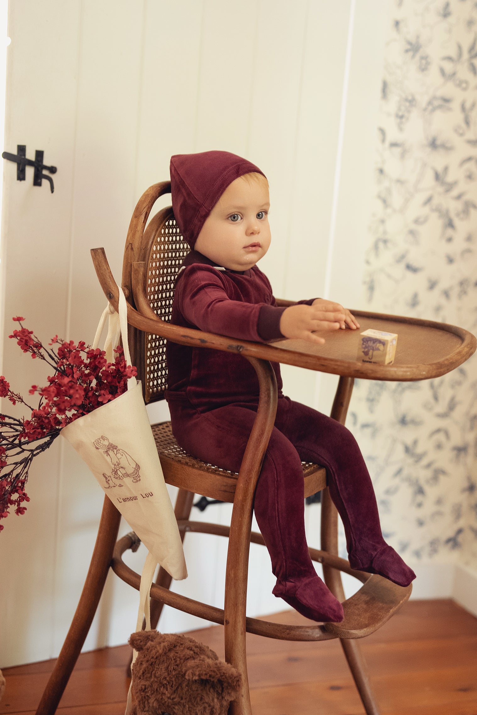 Deep Berry Velour Polo Footie