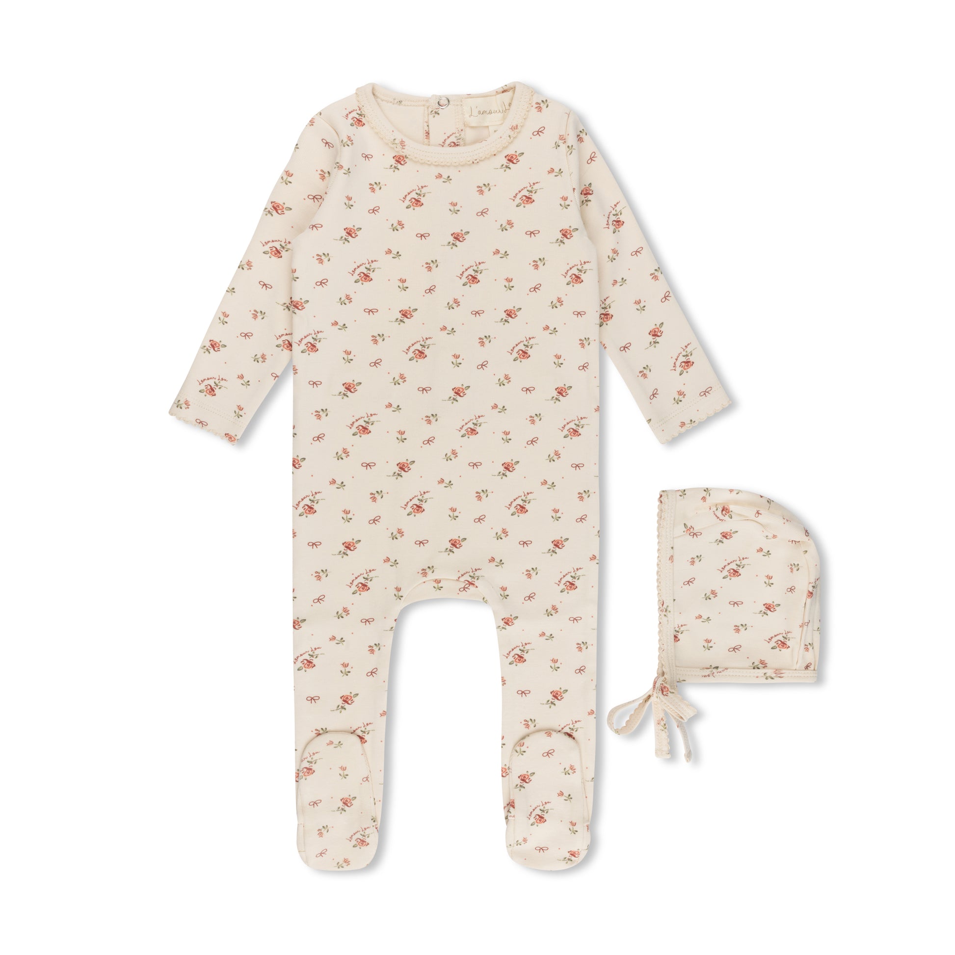 Taupe Vintage Floral Footie