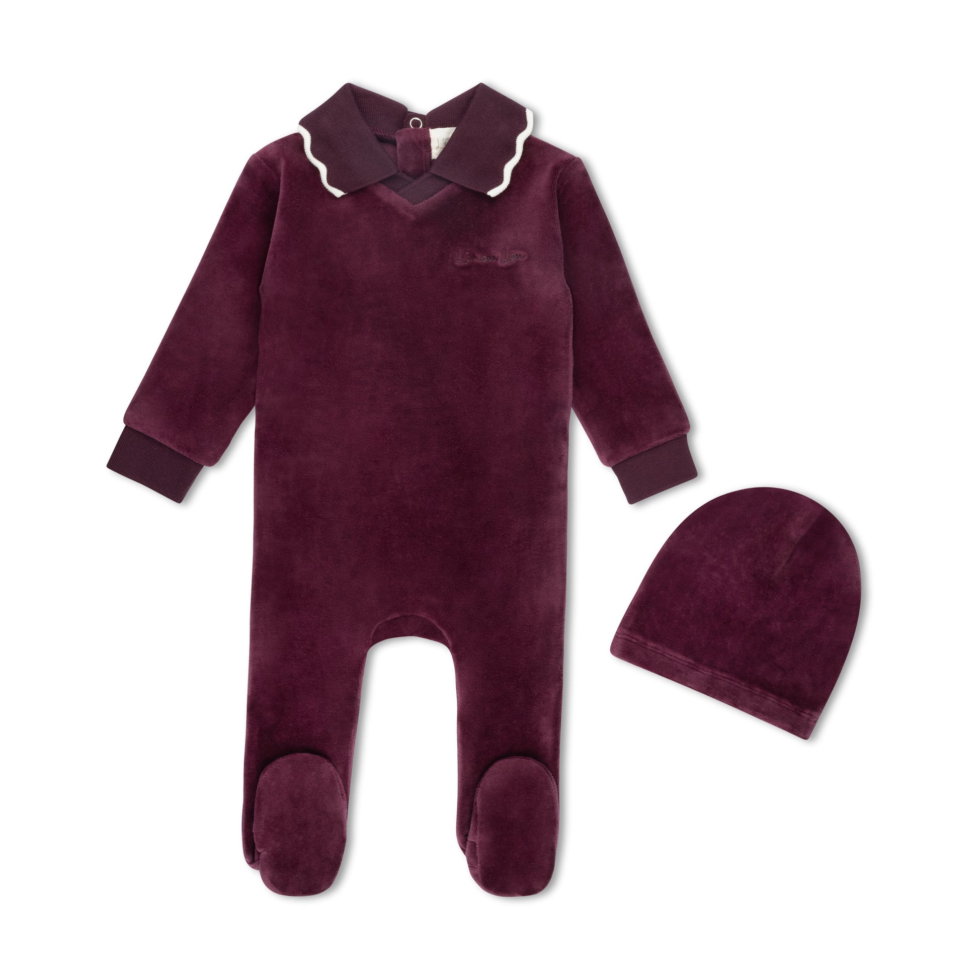 Deep Berry Velour Polo Footie