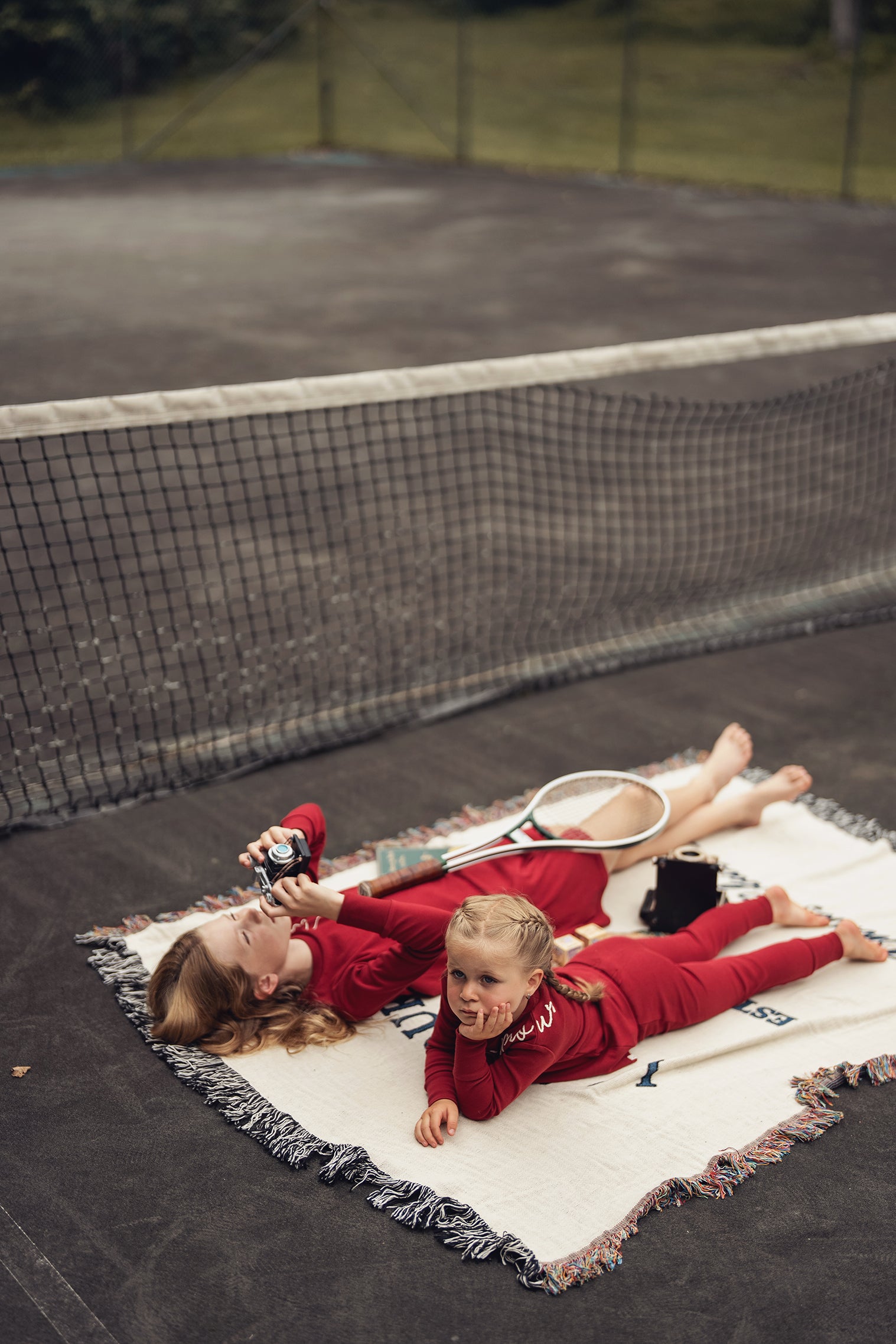 Deep Red Rope Embroidered Nightgown