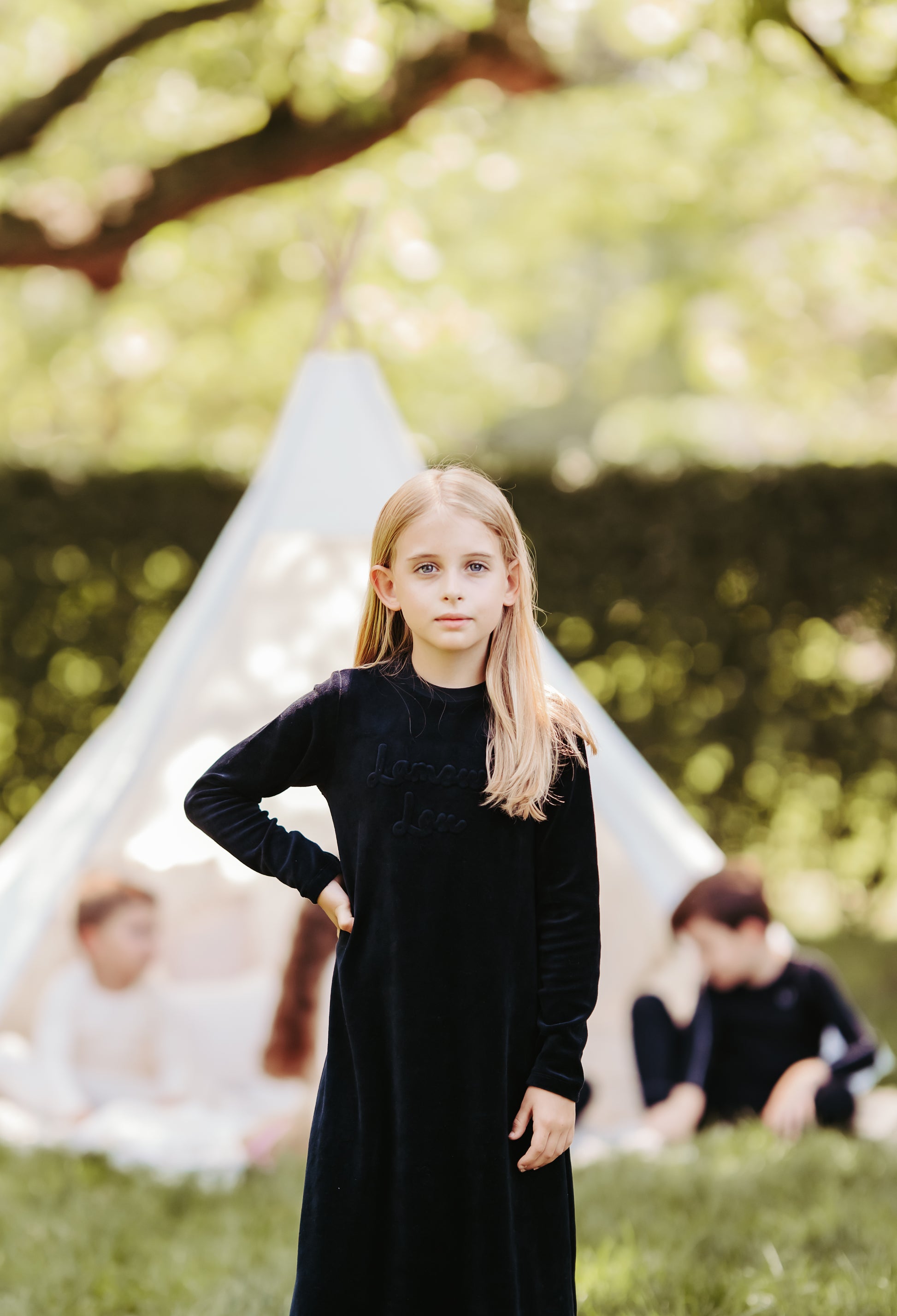 Black Velour Emboss Nightgown