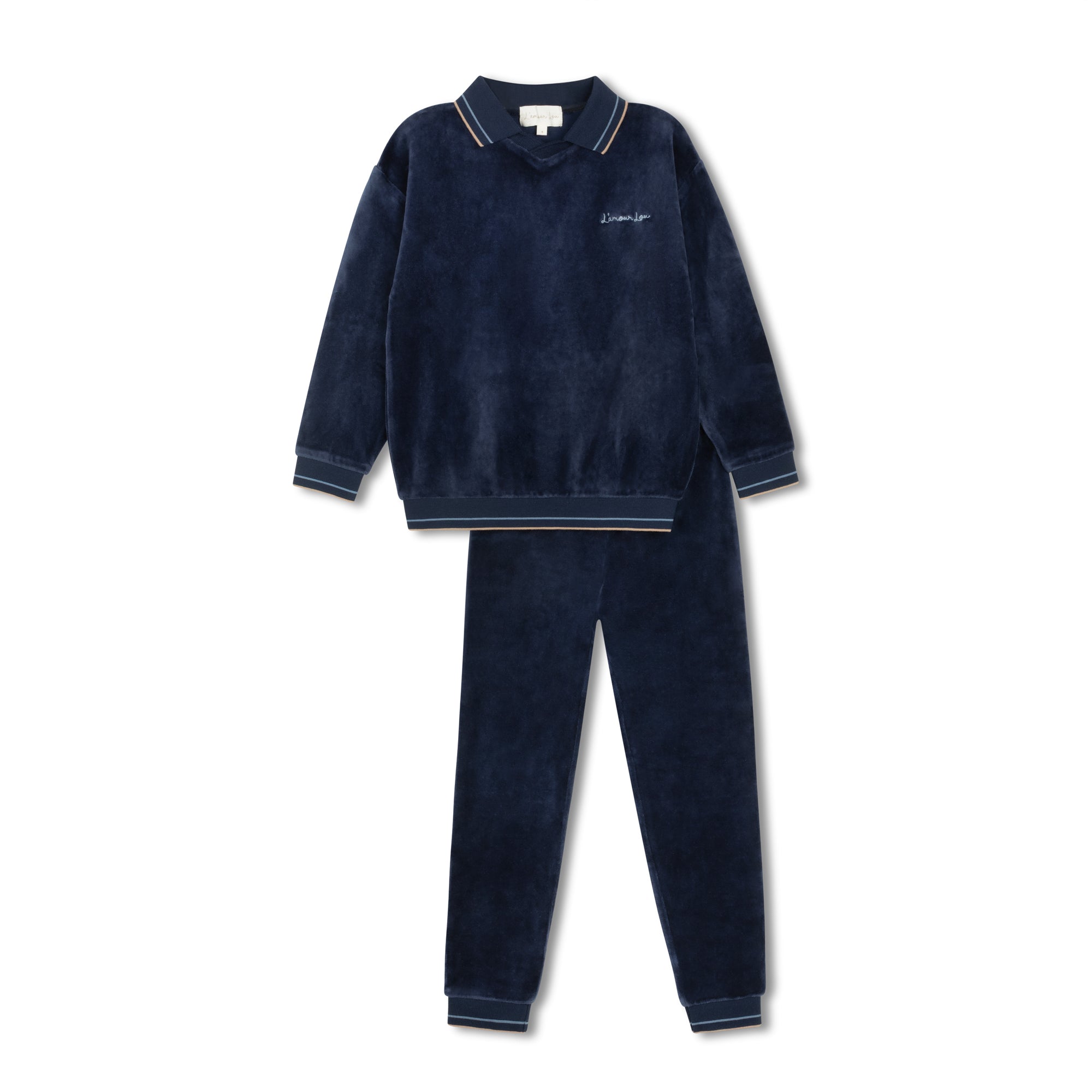 Navy Velour Polo Pajama