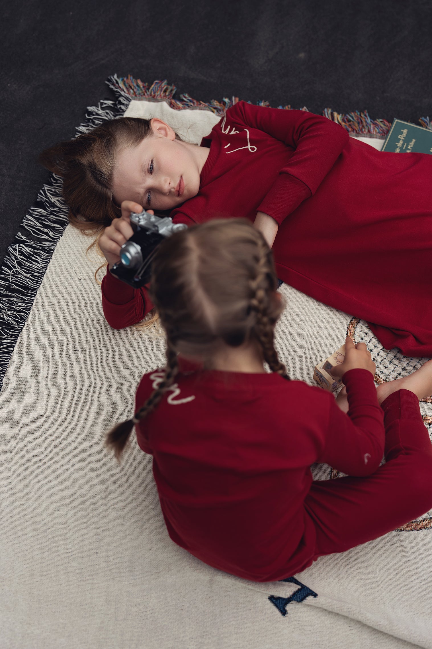 Deep Red Rope Embroidered Nightgown