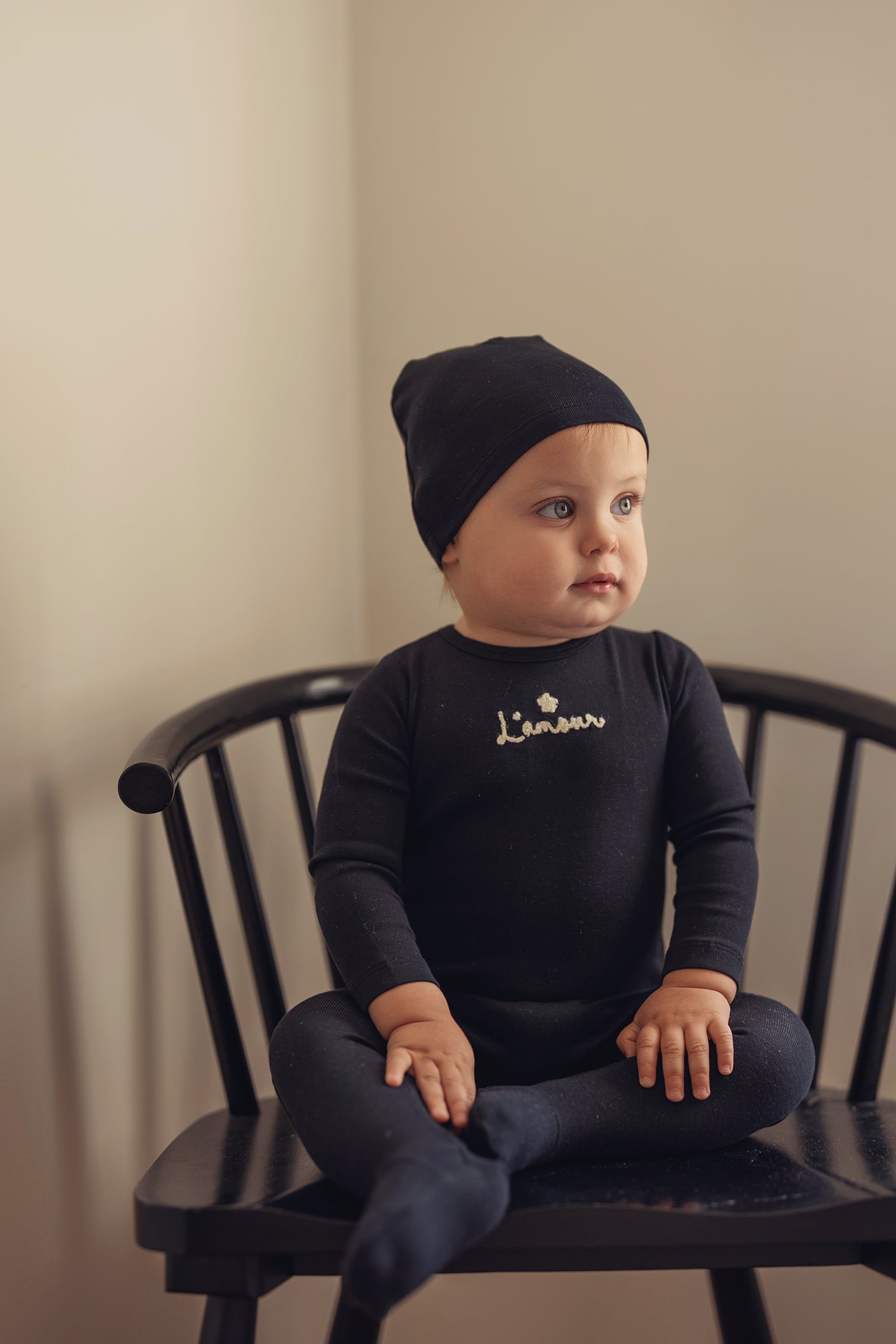 Black Embroidered Star Footie