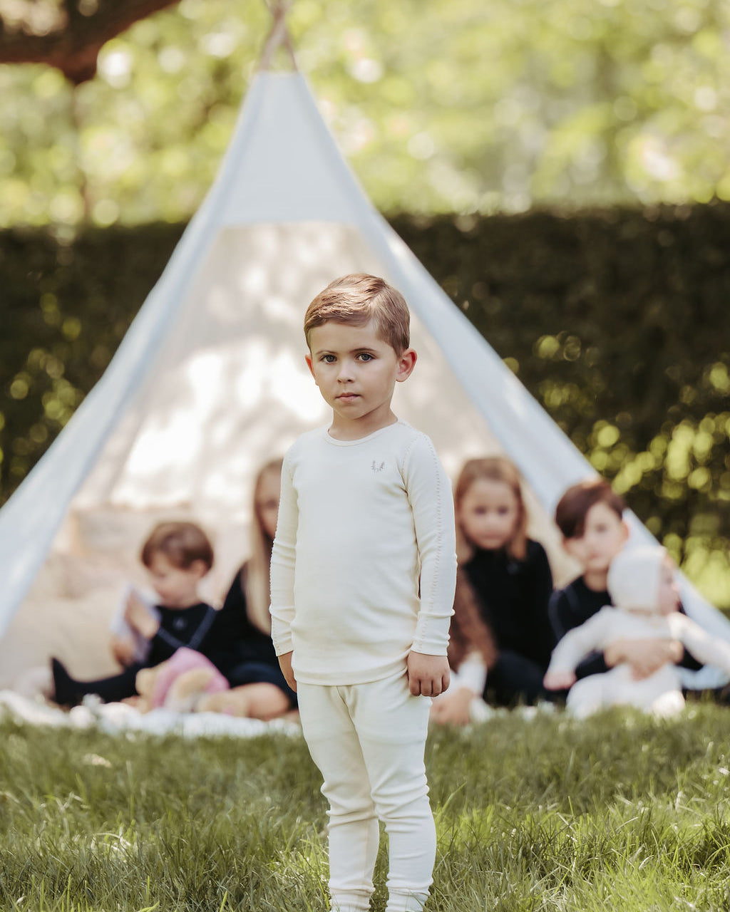 Cream Stitched Vine Pajama