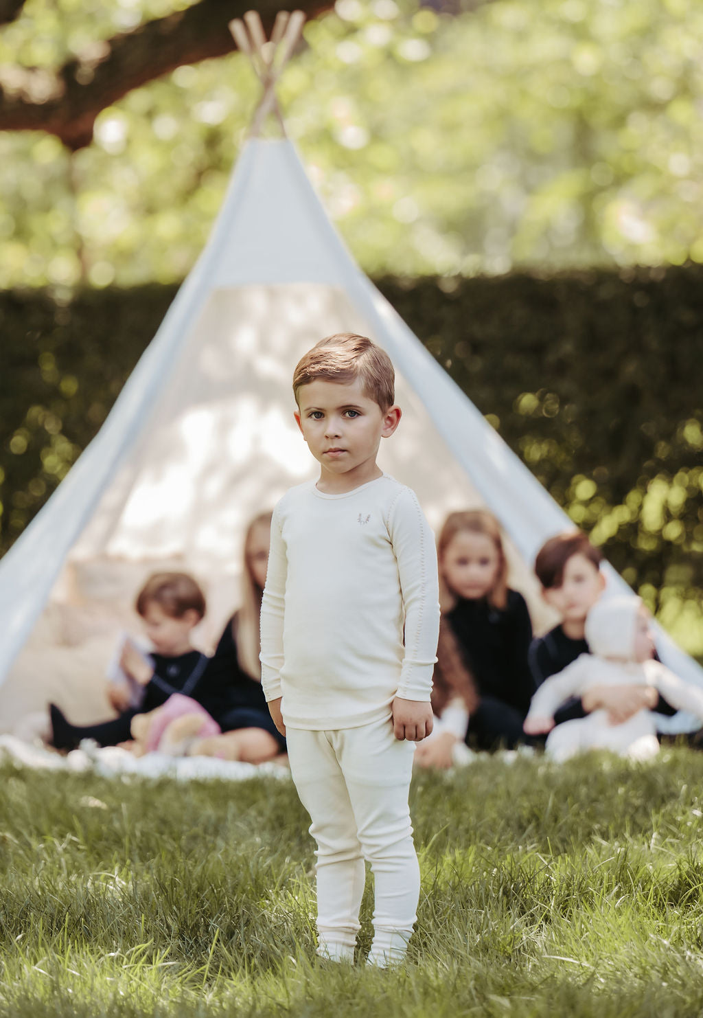Cream Stitched Vine Pajama